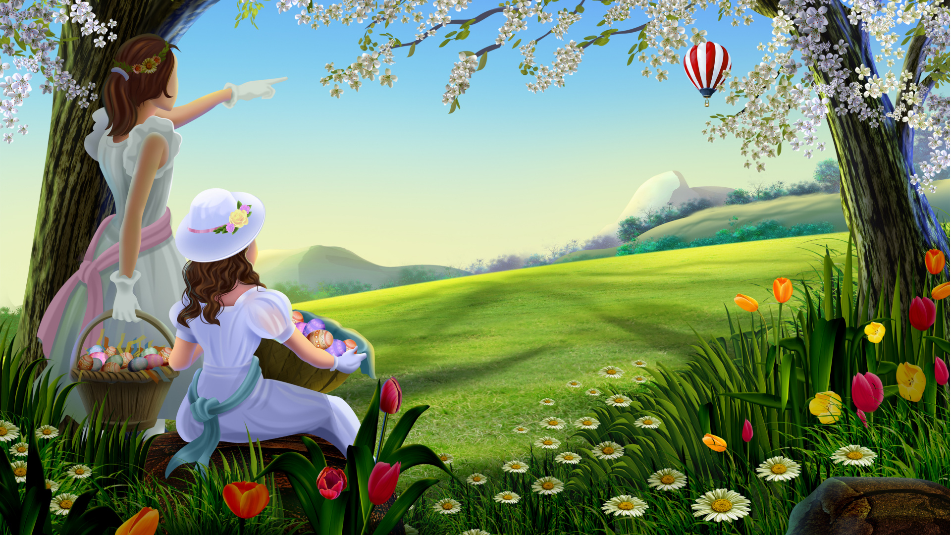 Обои природа, весна, луг, растение, дерево в разрешении 1920x1080