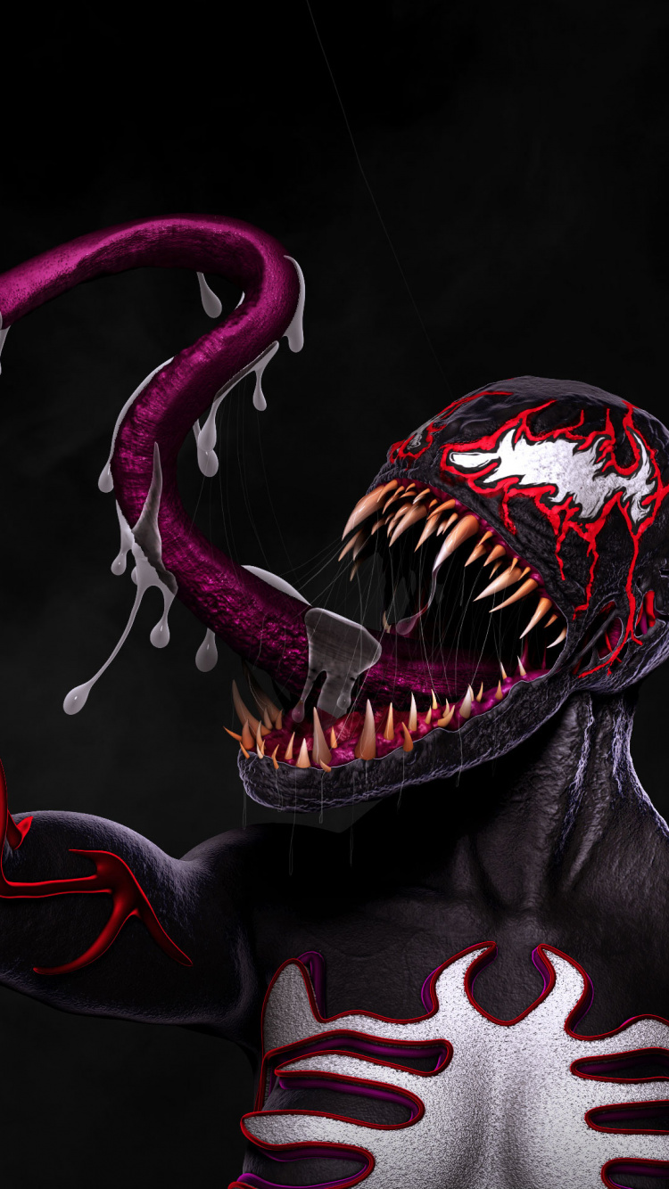 Обои темнота, иллюстрация, вымышленный персонаж, веном, суперзлодей в разрешении 750x1334