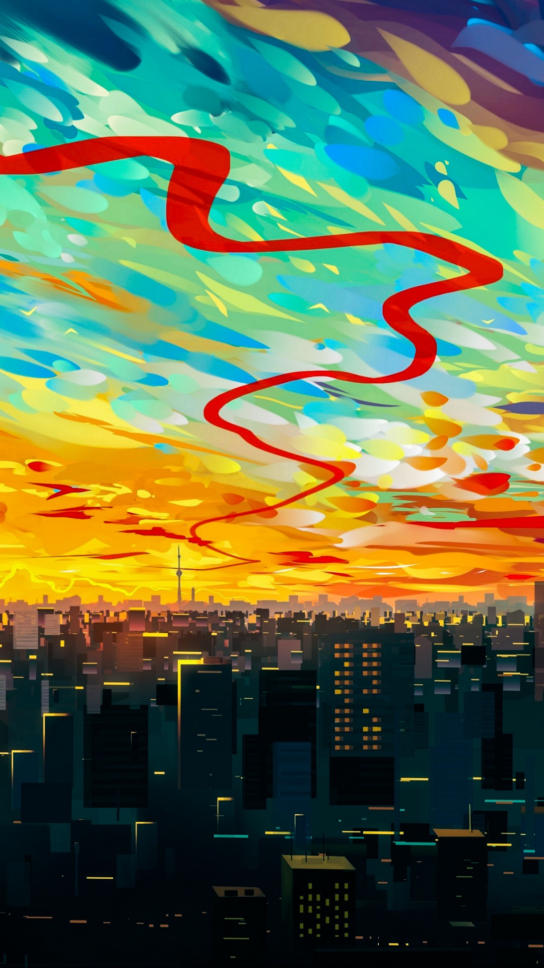 Обои Секо Nishimiya, Шоя Ишида, аниме, арт, небоскреб в разрешении 1080x1920