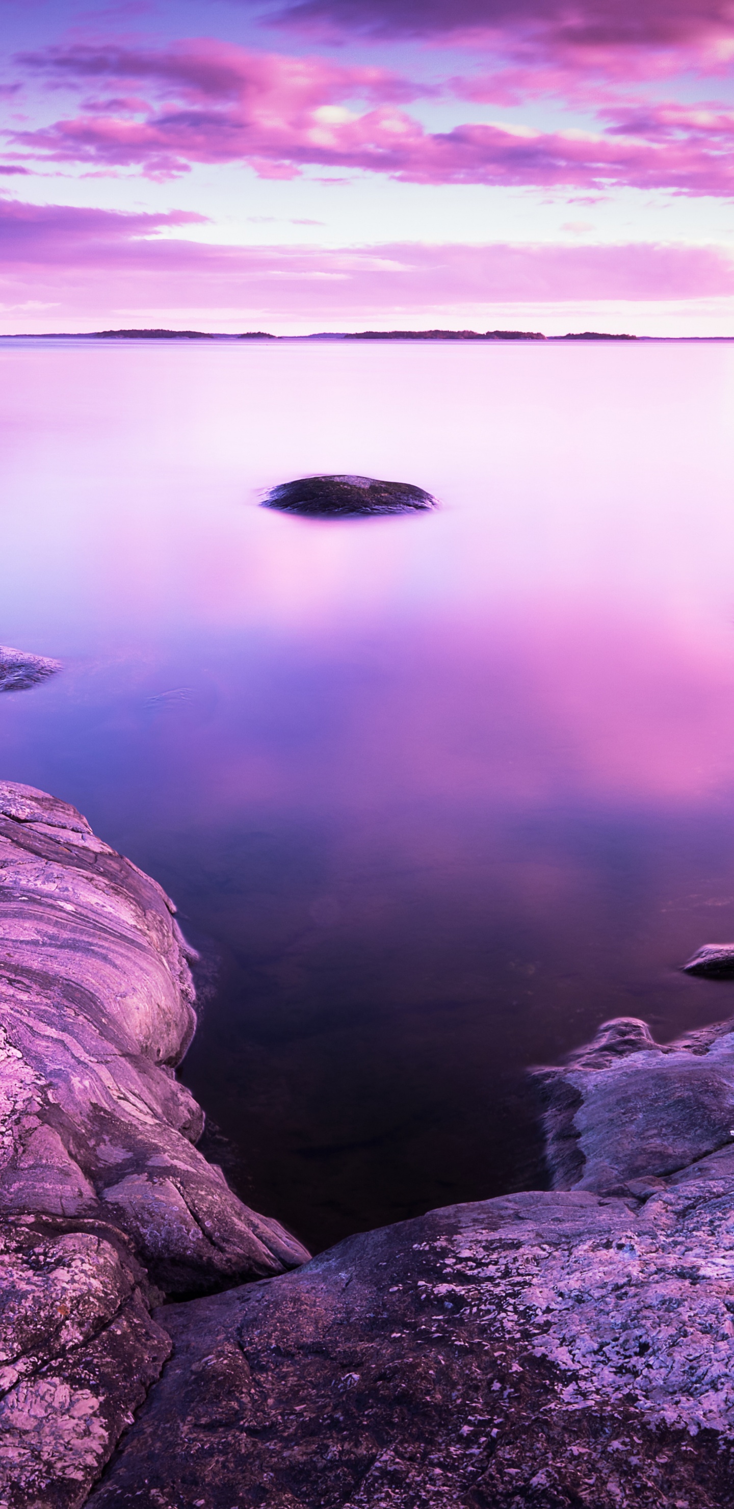 Обои водоем, природа, природный ландшафт, пурпур, море в разрешении 1440x2960