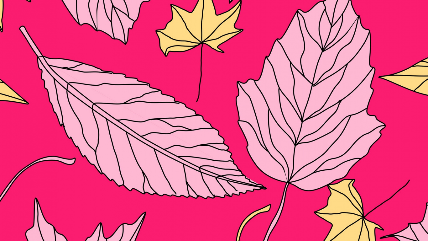 Обои арт, текстура, лист, розовый, растение в разрешении 1366x768