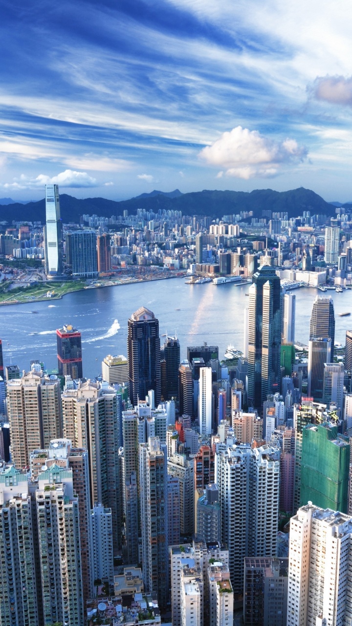Обои Гонконг, городской пейзаж, город, городской район, метрополия в разрешении 720x1280