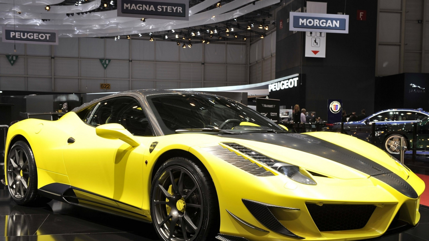Обои женевский автосалон, Феррари 458, суперкар, наземный транспорт, моторный транспорт в разрешении 1366x768