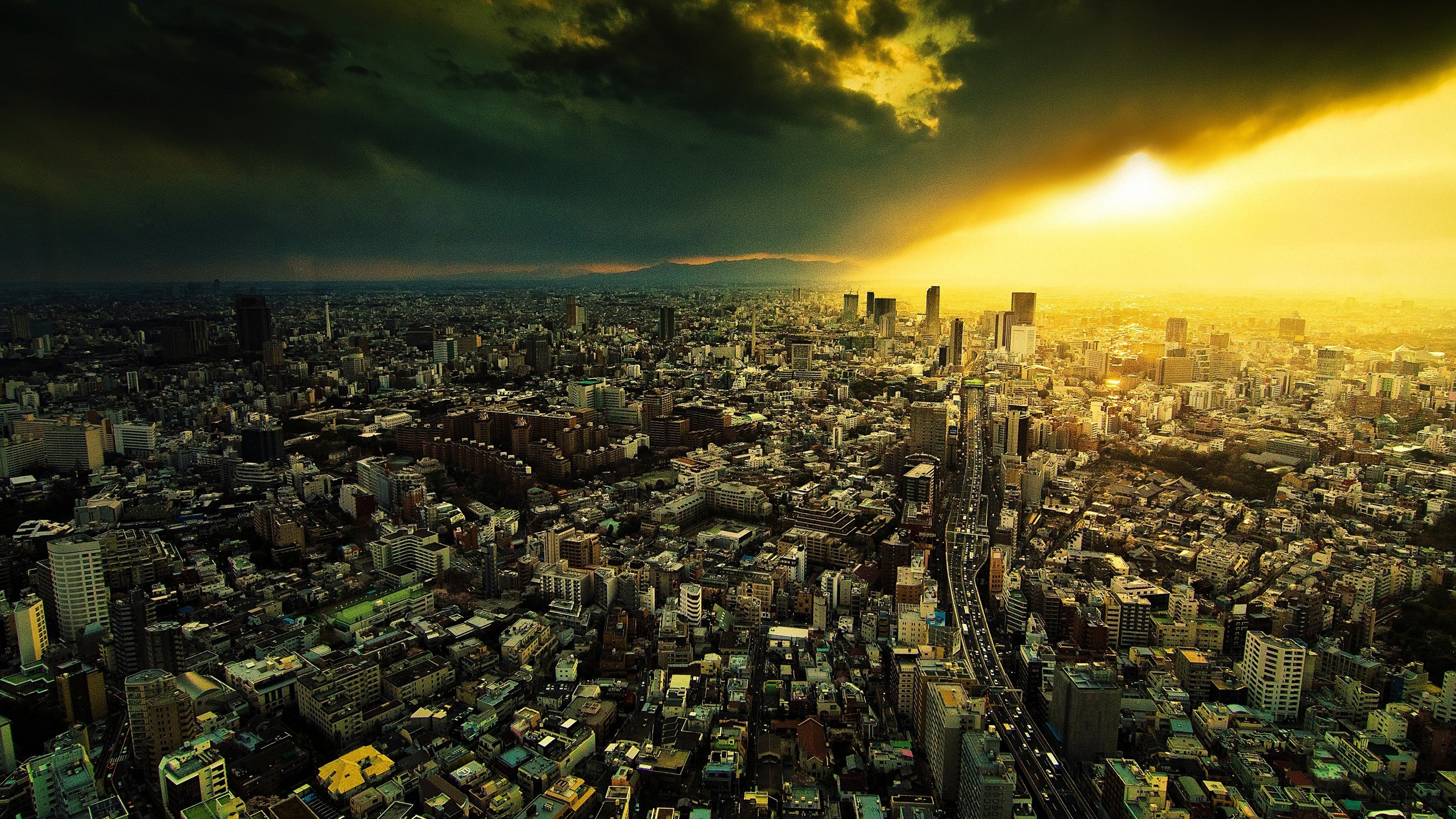 Обои маман, городской пейзаж, город, метрополия, горизонт в разрешении 2560x1440
