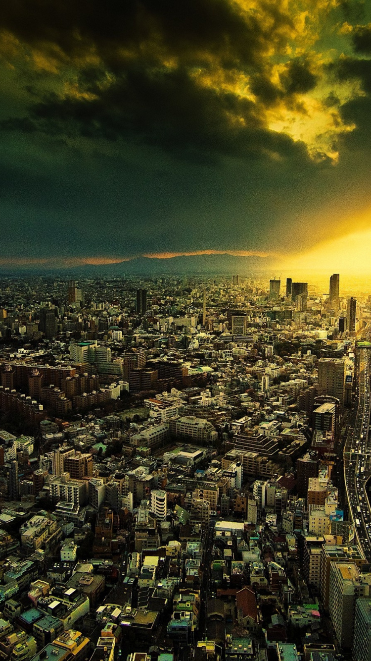 Обои маман, городской пейзаж, город, метрополия, горизонт в разрешении 750x1334