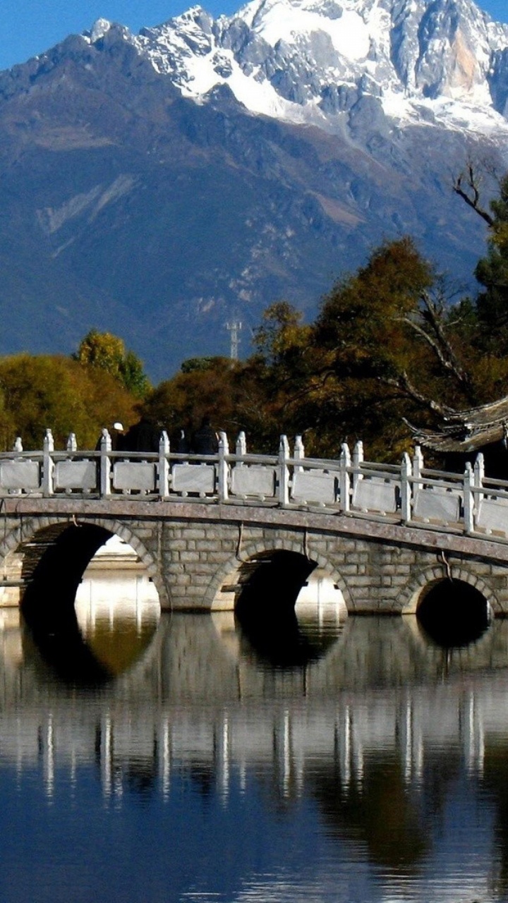 Обои природа, китайская архитектура, отражение, туризм, гора в разрешении 720x1280