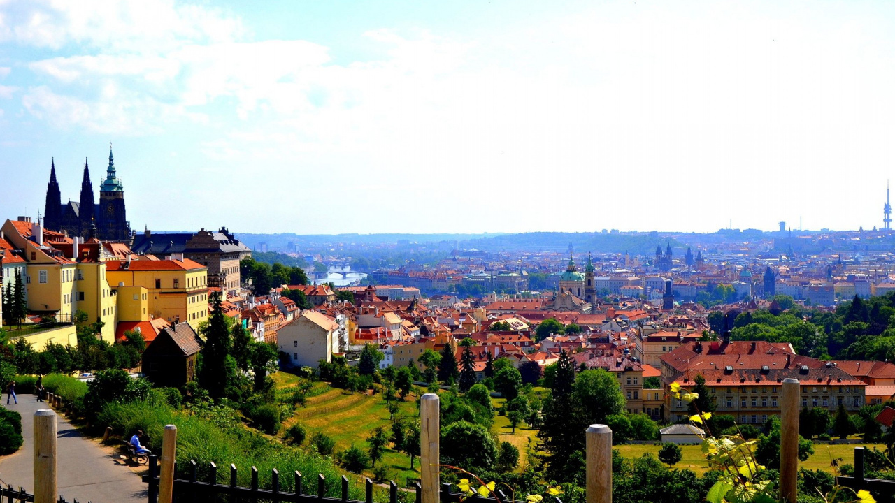 Обои городок, город, городской район, ориентир, дерево в разрешении 1280x720