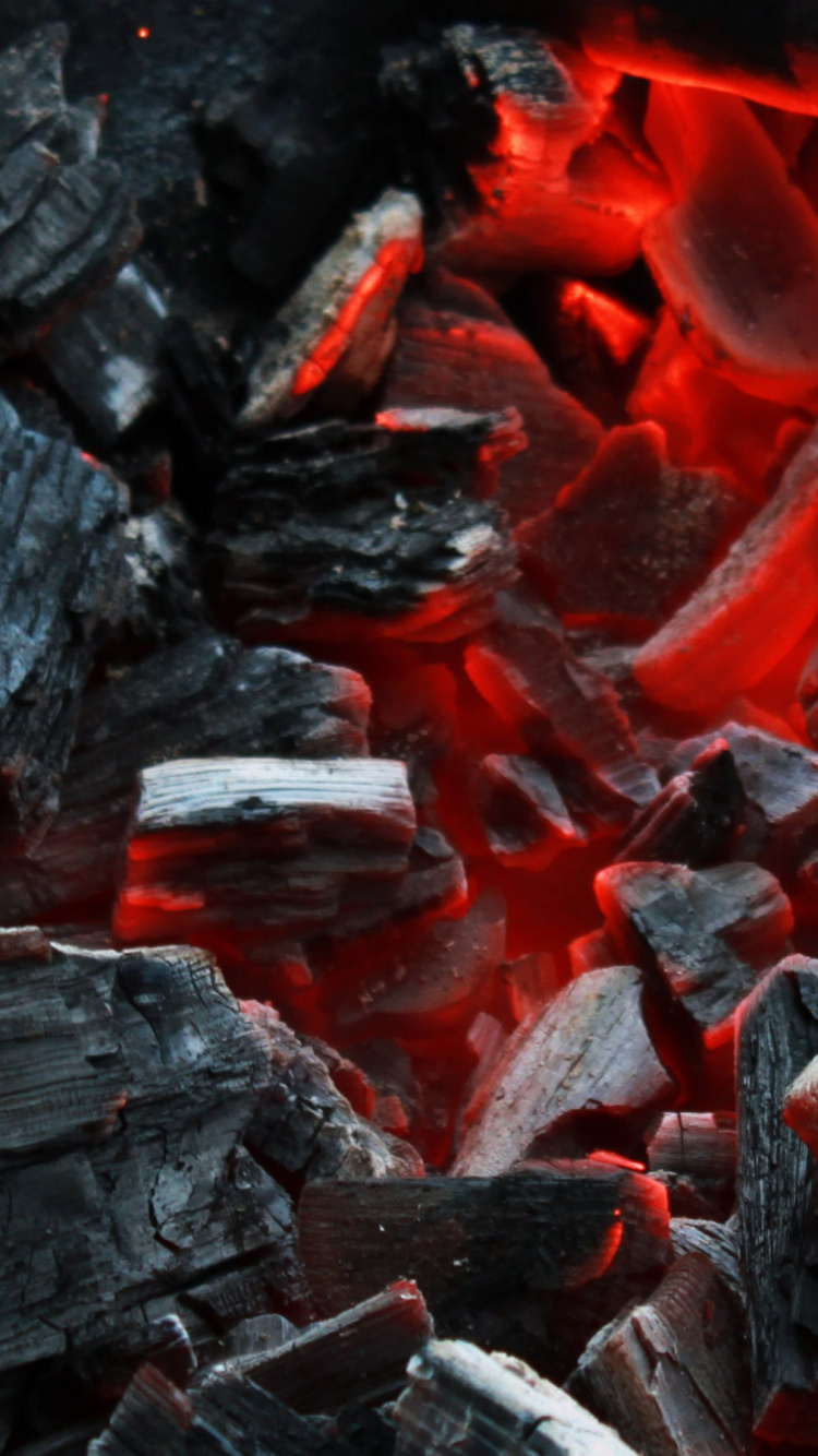 Обои тлеющий уголек, решетка барбекю, древесный уголь, уголь, рок в разрешении 750x1334