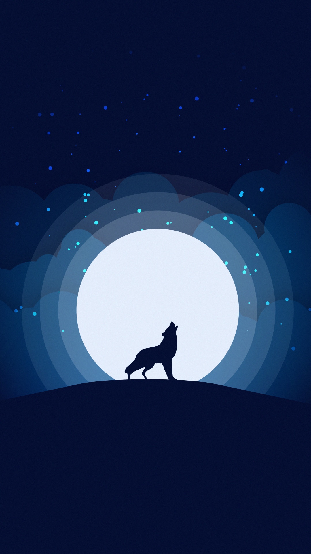 Обои иллюстрация, синий, свет, атмосфера, силуэт в разрешении 1080x1920