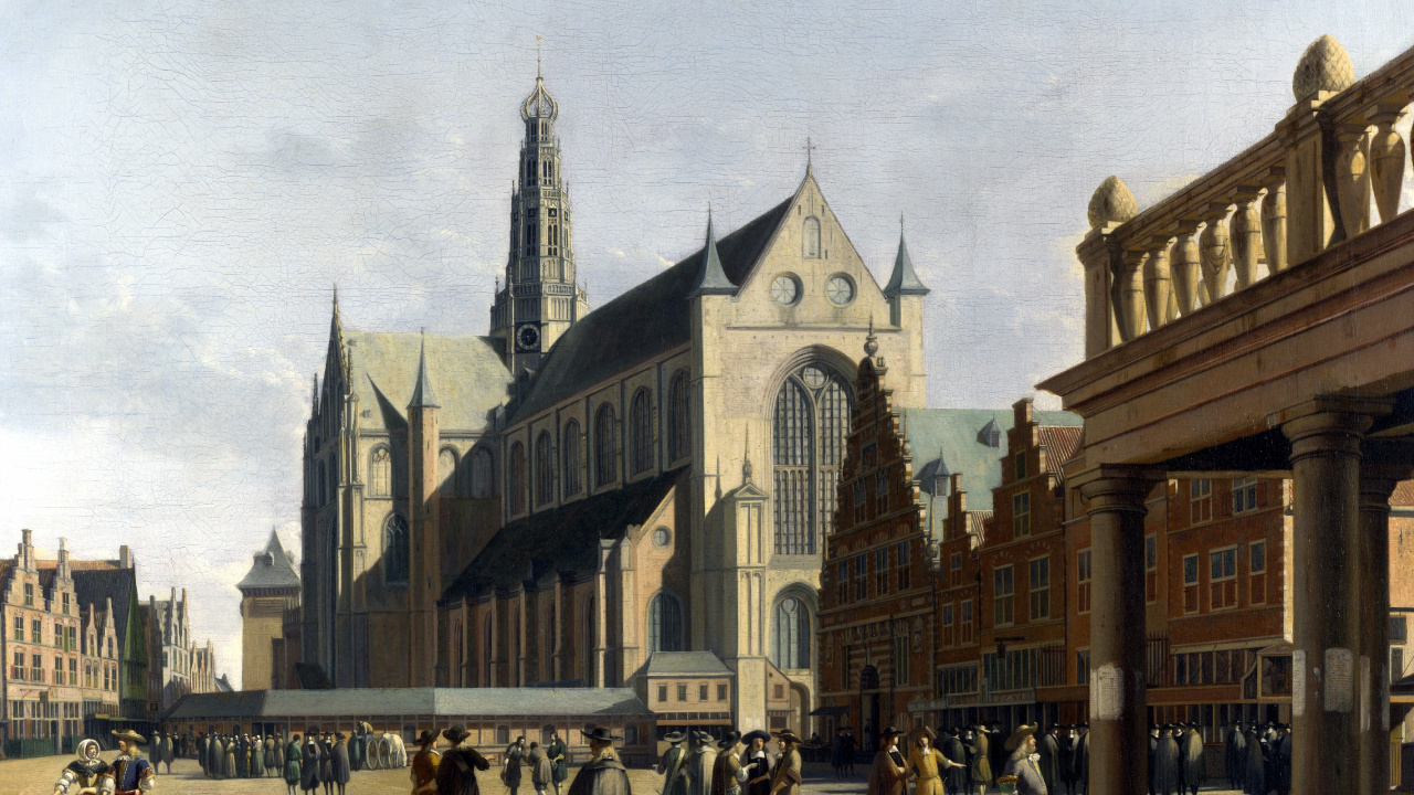 Обои живопись, ориентир, здание, город, фасад в разрешении 1280x720