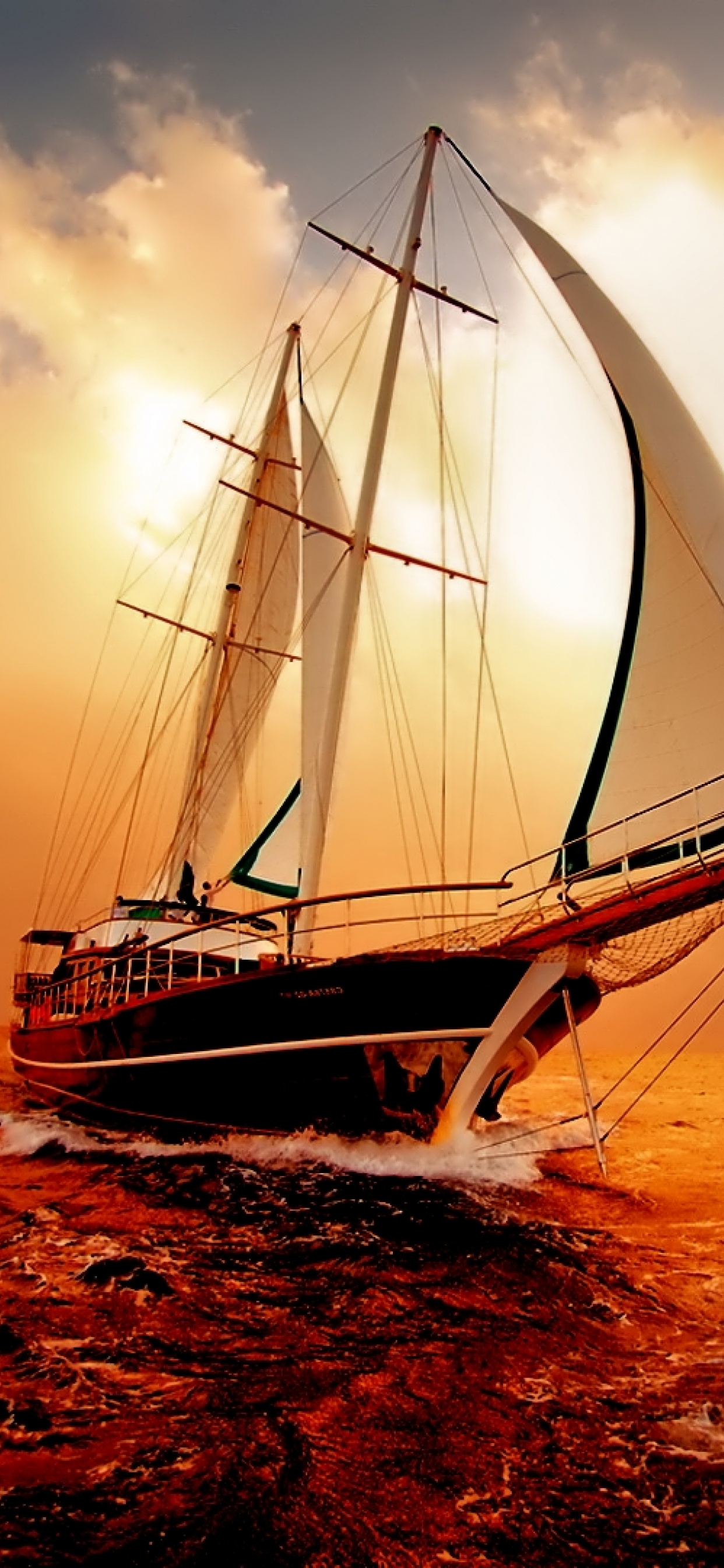 Обои лодка, мореплавание, парусник, судно, парусная шлюпка в разрешении 1242x2688