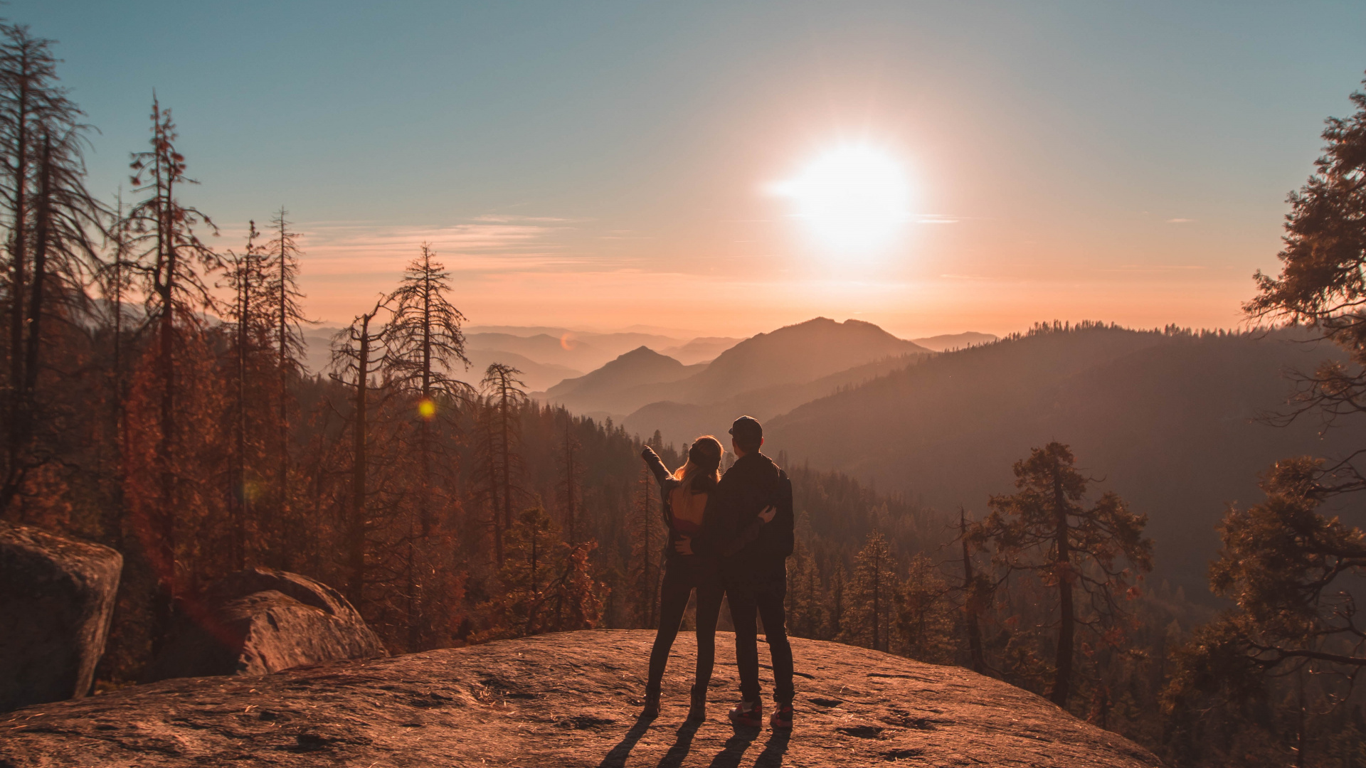 Обои природа, дерево, дикая местность, гора, утро в разрешении 1920x1080