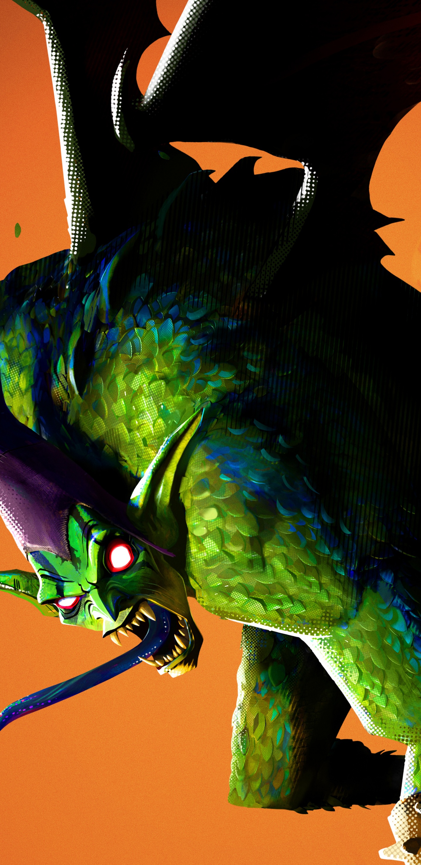 Обои зеленый гоблин, человек-паук, комиксы Марвел, зеленый, дракон в разрешении 1440x2960