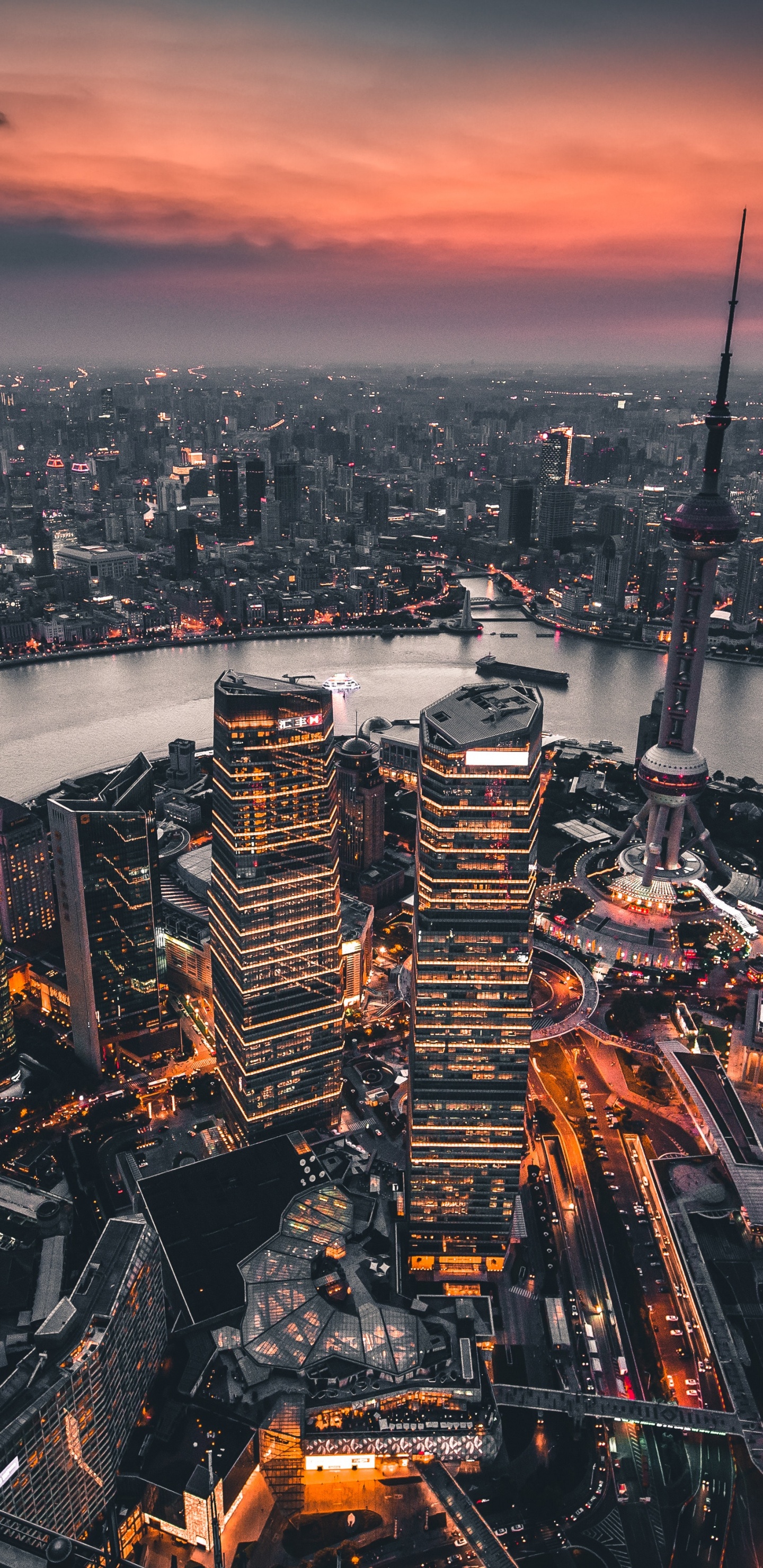 Обои городской пейзаж, город, городской район, метрополия, линия горизонта в разрешении 1440x2960