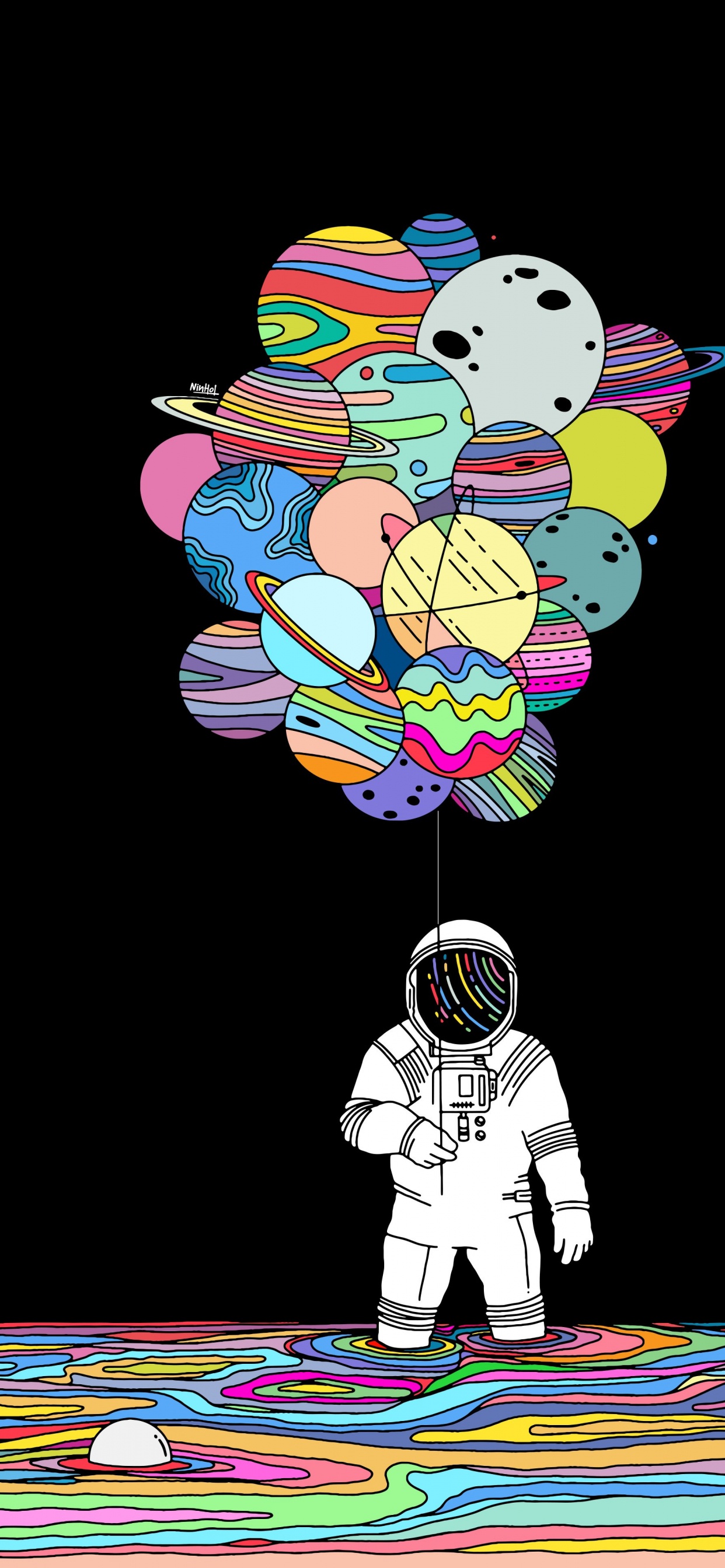 Обои иллюстрация, постер, живопись, рисование, арт в разрешении 1242x2688