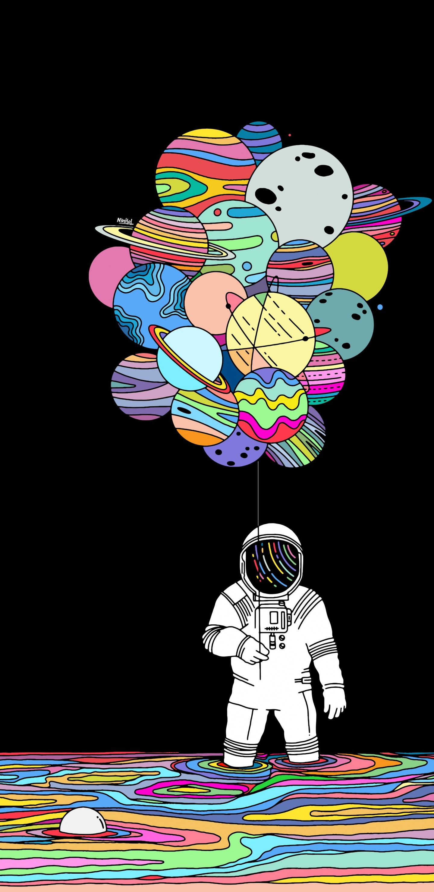 Обои иллюстрация, постер, живопись, рисование, арт в разрешении 1440x2960