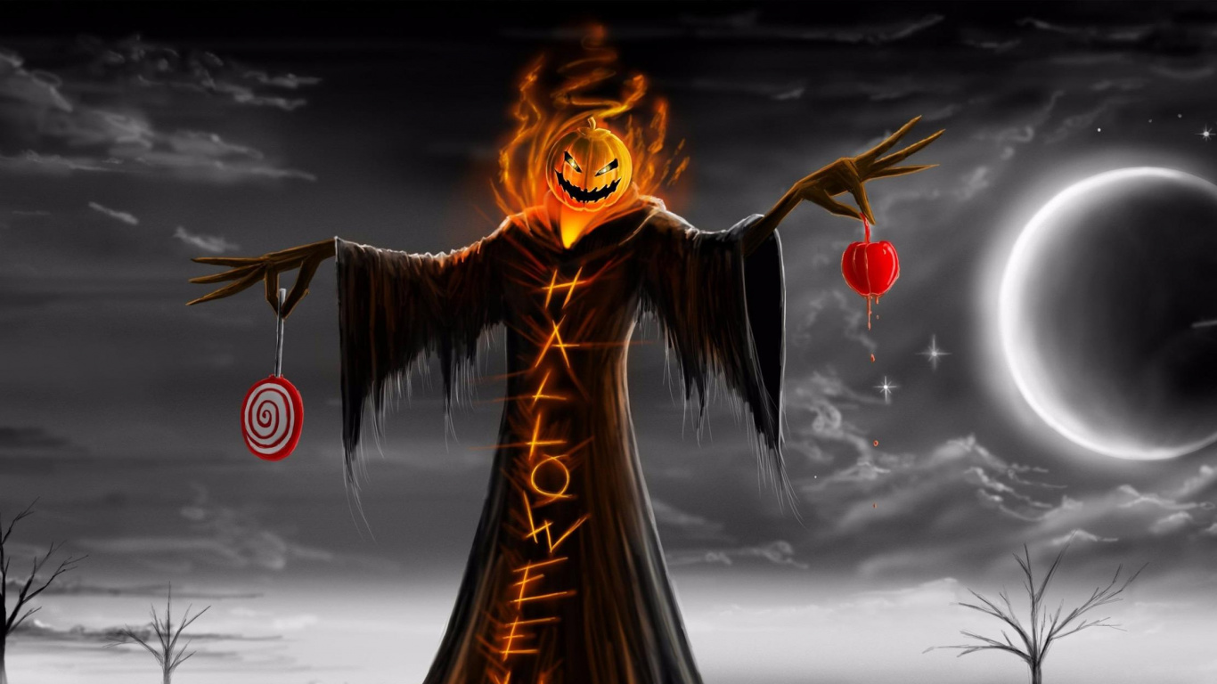 Обои демон, темнота, мифология, небо, сверхъестественное существо в разрешении 1366x768