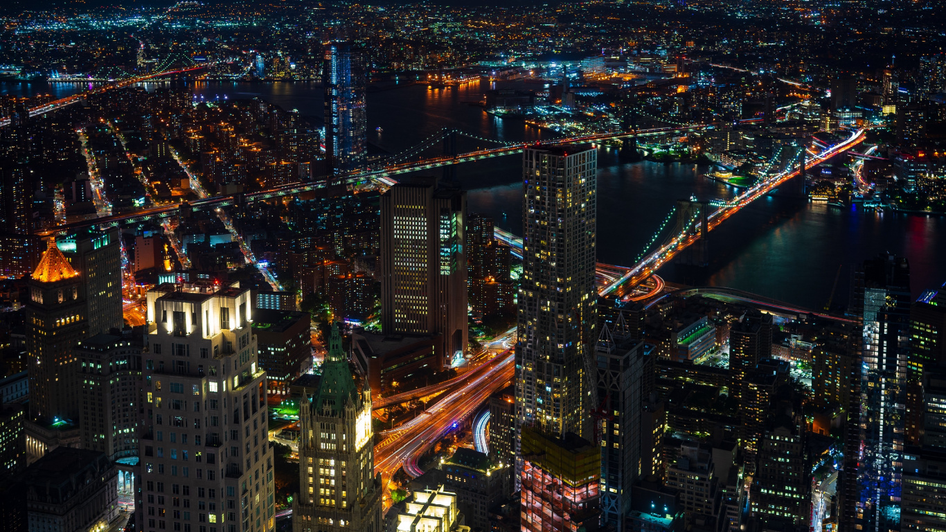 Обои небоскреб, городской пейзаж, метрополия, городской район, город в разрешении 1366x768