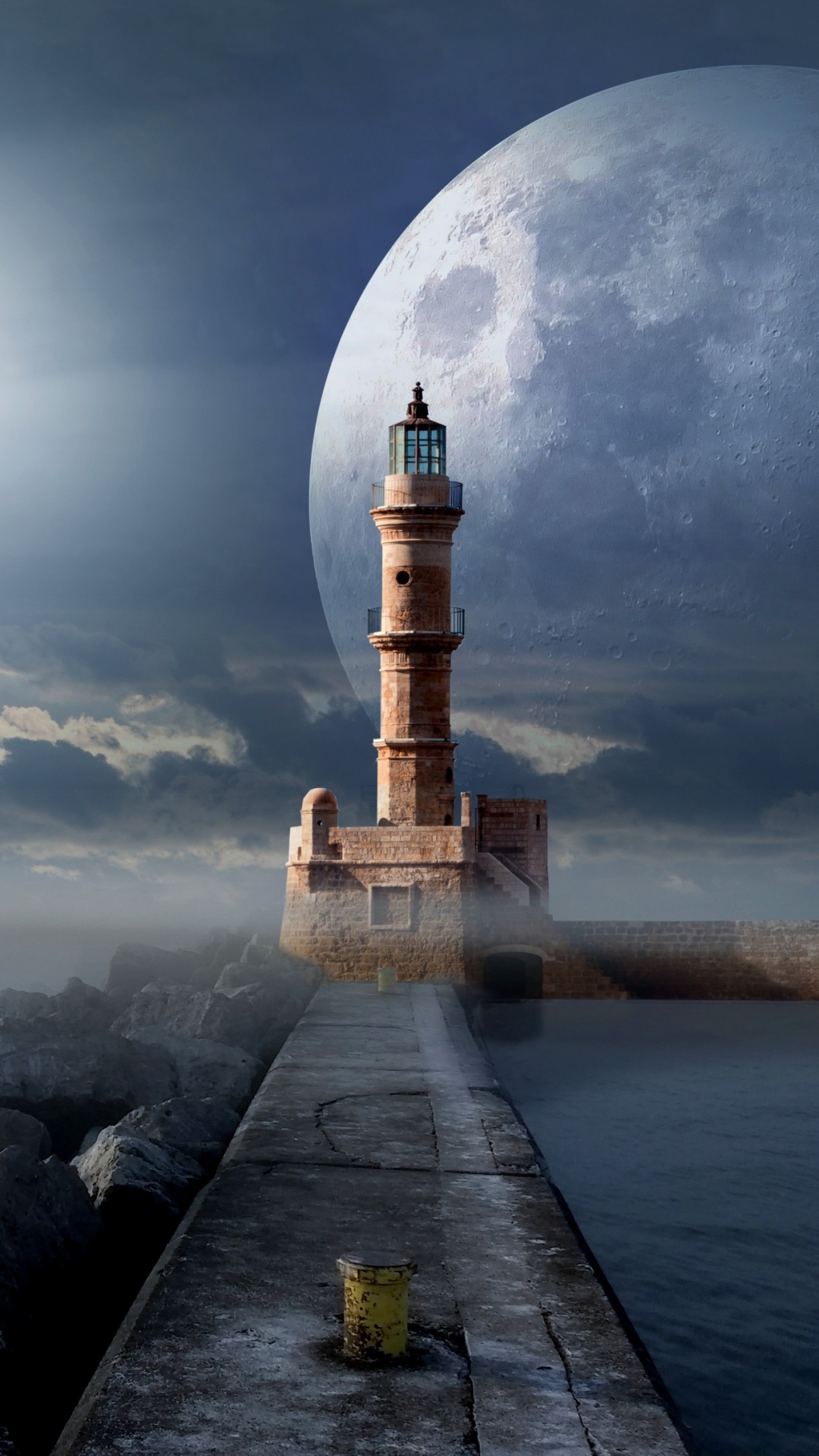 Обои атмосфера, спокойный, море, Сигнальная башня, Маяк в разрешении 1080x1920