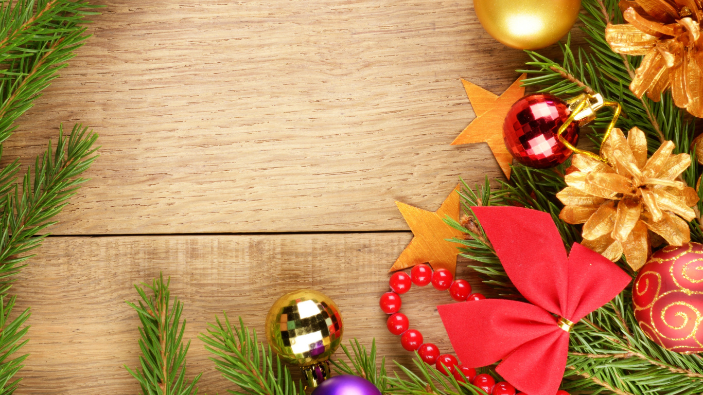 Обои цветочный дизайн, праздник, Рождественские украшения, Рождественский день, декор в разрешении 1366x768
