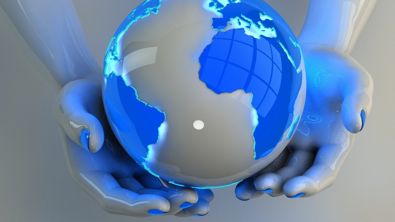 Обои синий, земля, шар, мир, карта мира в разрешении 1366x768
