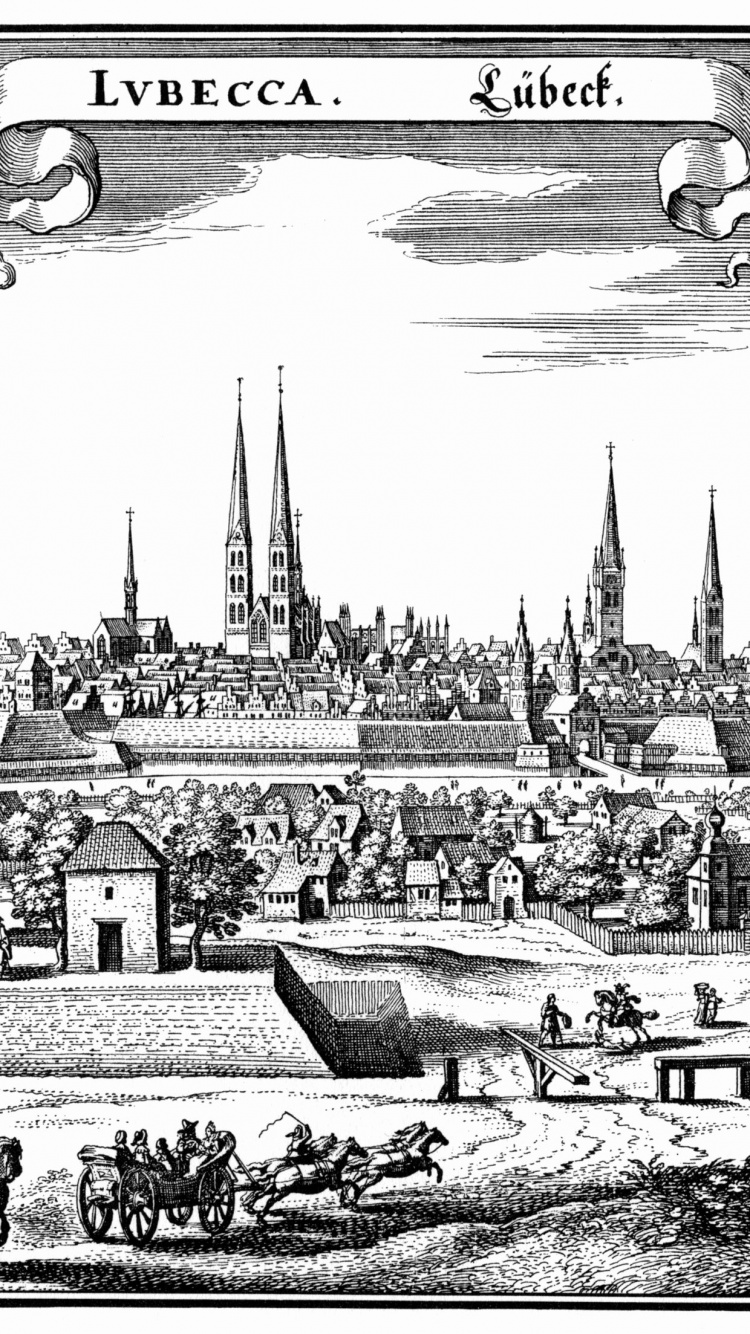 Обои Старые Соли Маршрут, ганзейский Союз, Герб Lьbeck, рисунок Любек, рисование в разрешении 750x1334