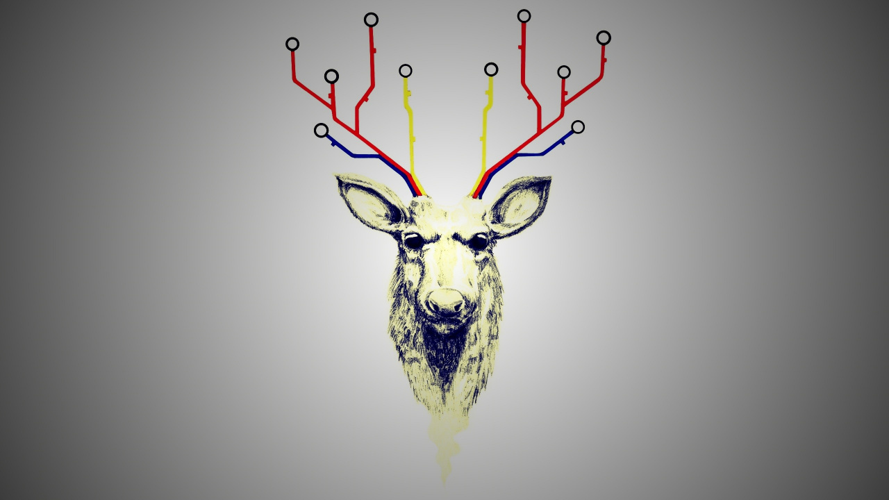 Обои олений рог, Северный олень, олень, графический дизайн, графика в разрешении 1280x720