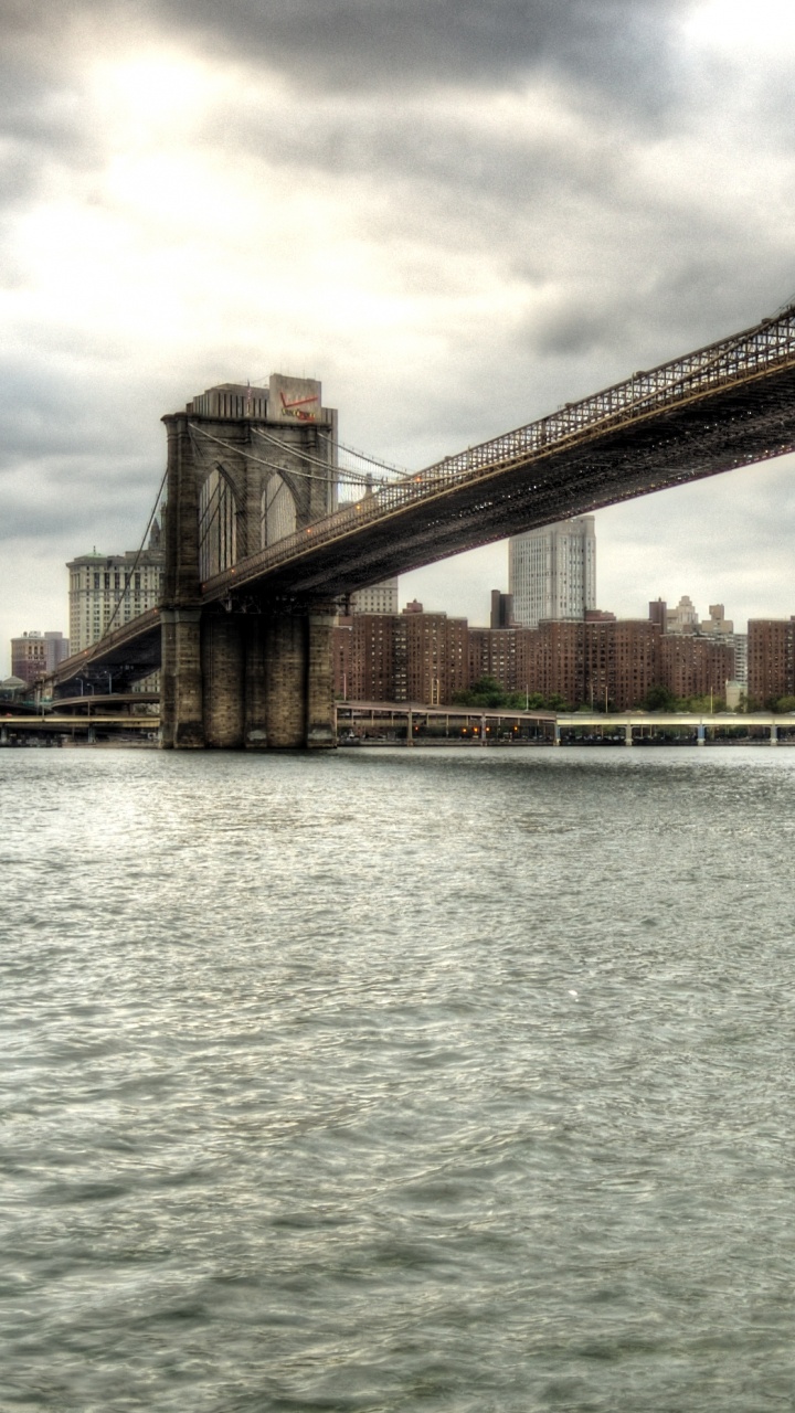 Обои Бруклинский мост, мост, город, реки, дневное время в разрешении 720x1280