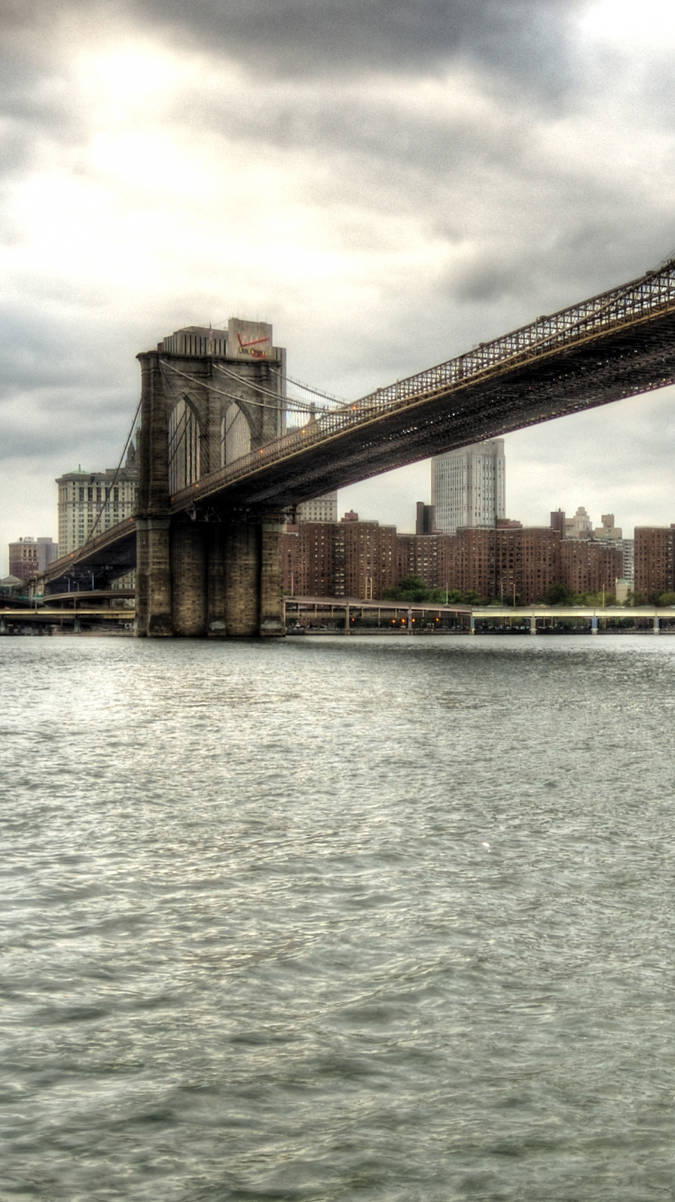 Обои Бруклинский мост, мост, город, реки, дневное время в разрешении 750x1334