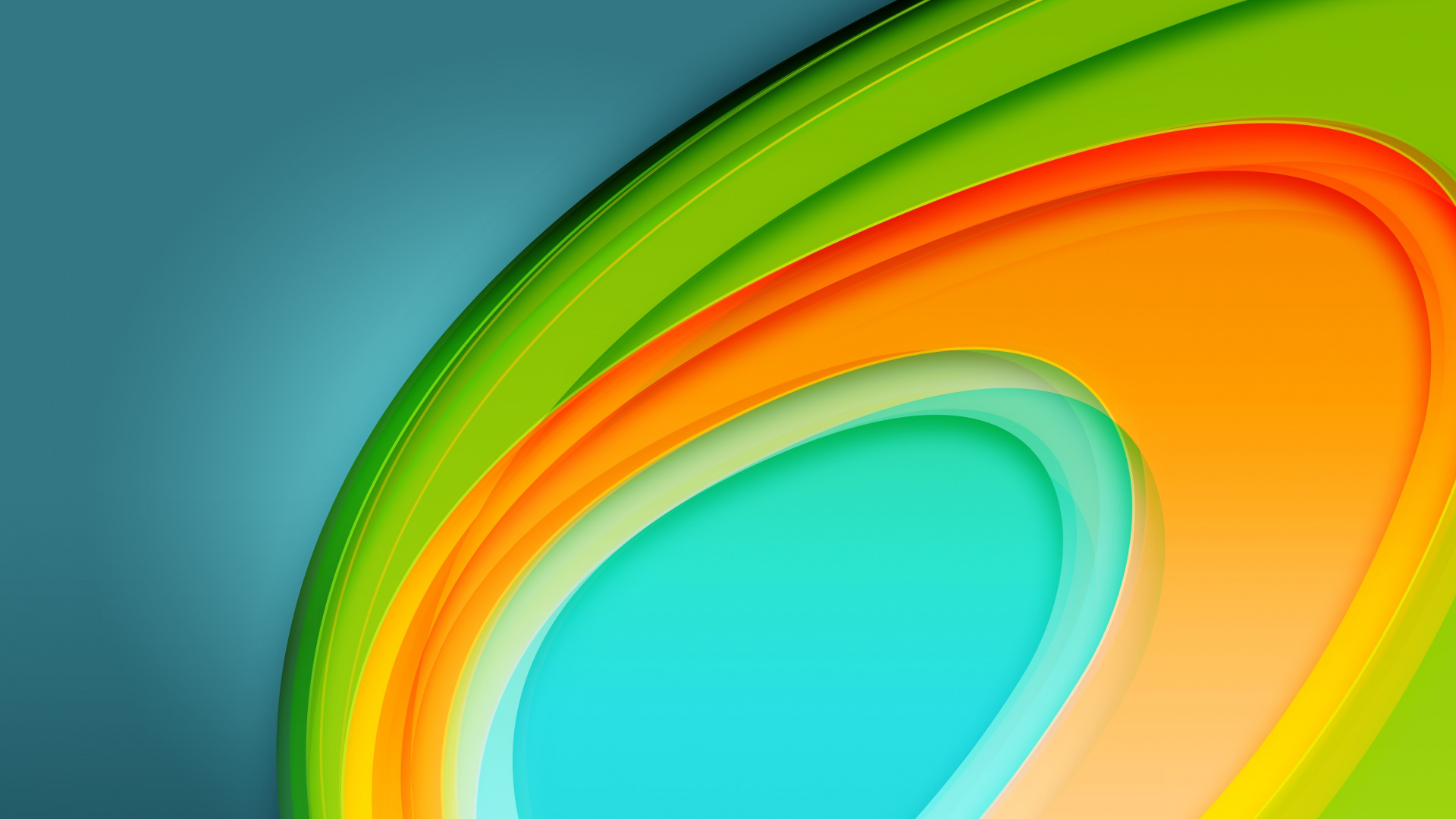 Обои зеленый, Апельсин, желтый, круг, линия в разрешении 1920x1080