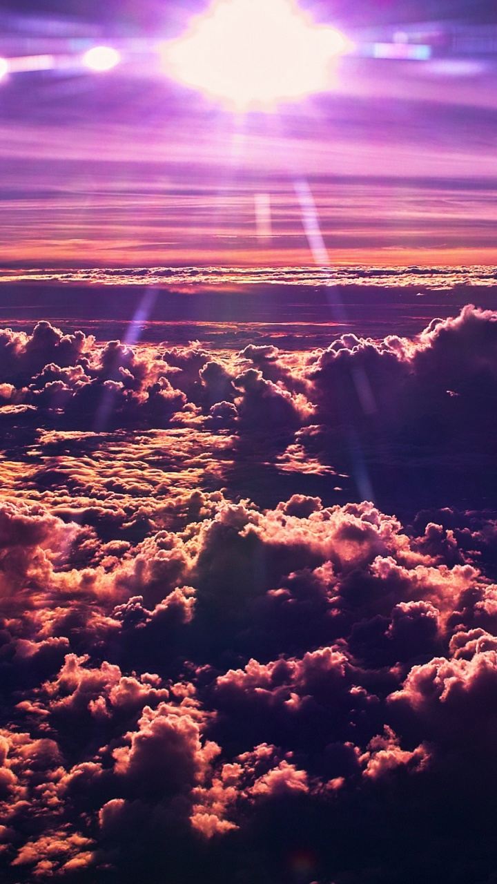 Обои пурпур, облако, горизонт, атмосфера, дневное время в разрешении 720x1280