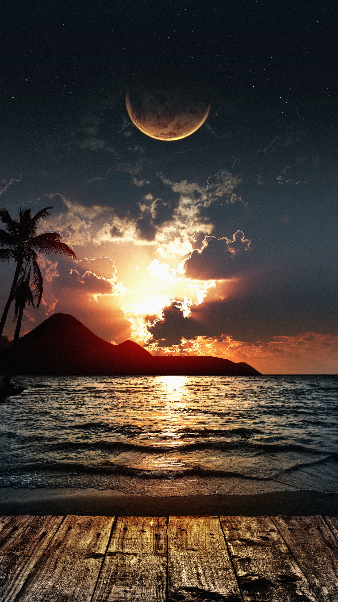 Обои вода, облако, атмосфера, свет, послесвечение в разрешении 1440x2560