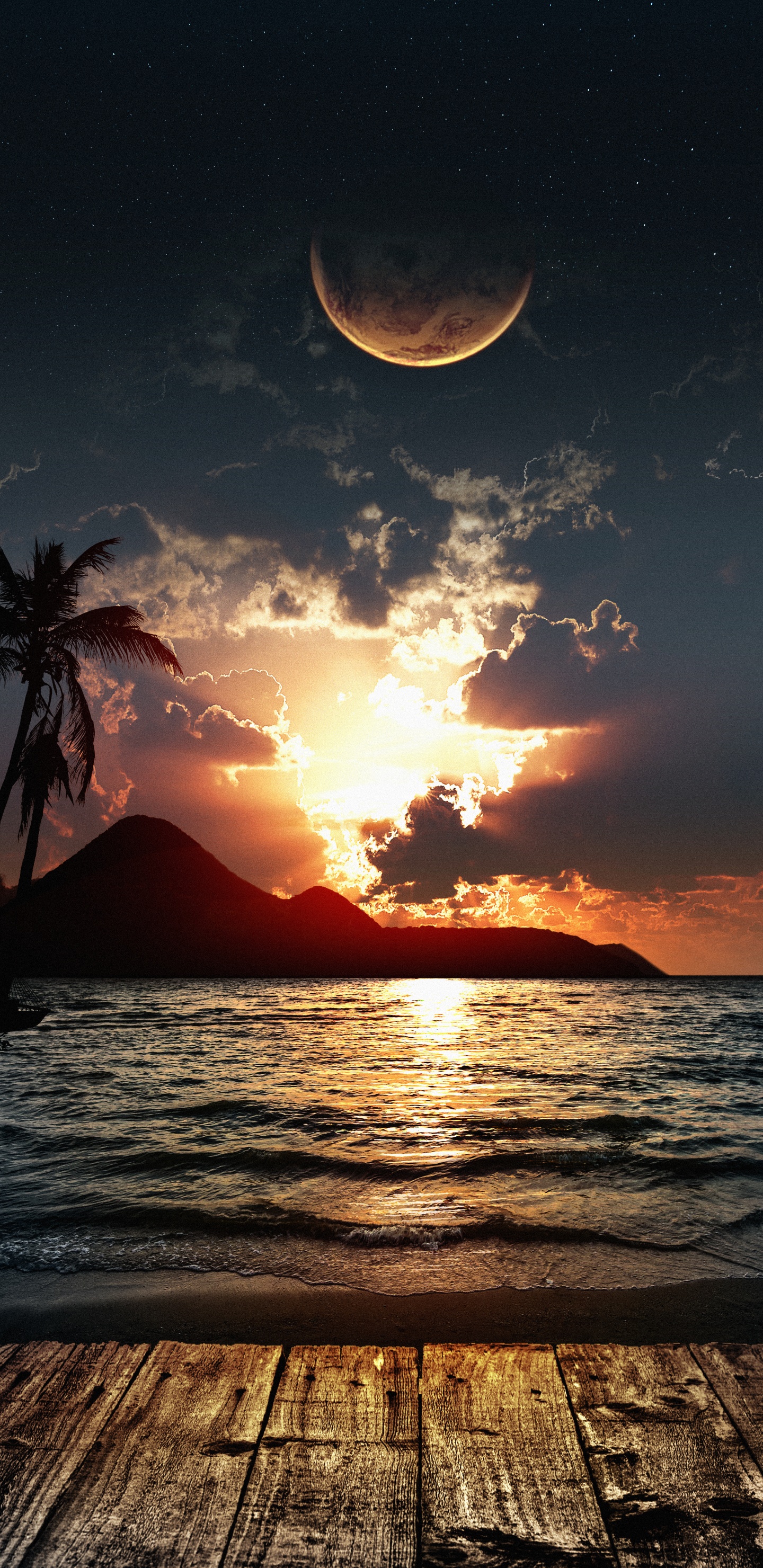 Обои вода, облако, атмосфера, свет, послесвечение в разрешении 1440x2960