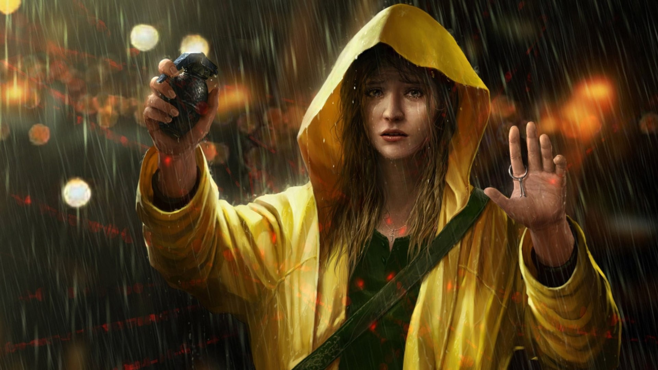 Обои кино, арт, женщина, леди, девушка с гранатой в разрешении 1280x720