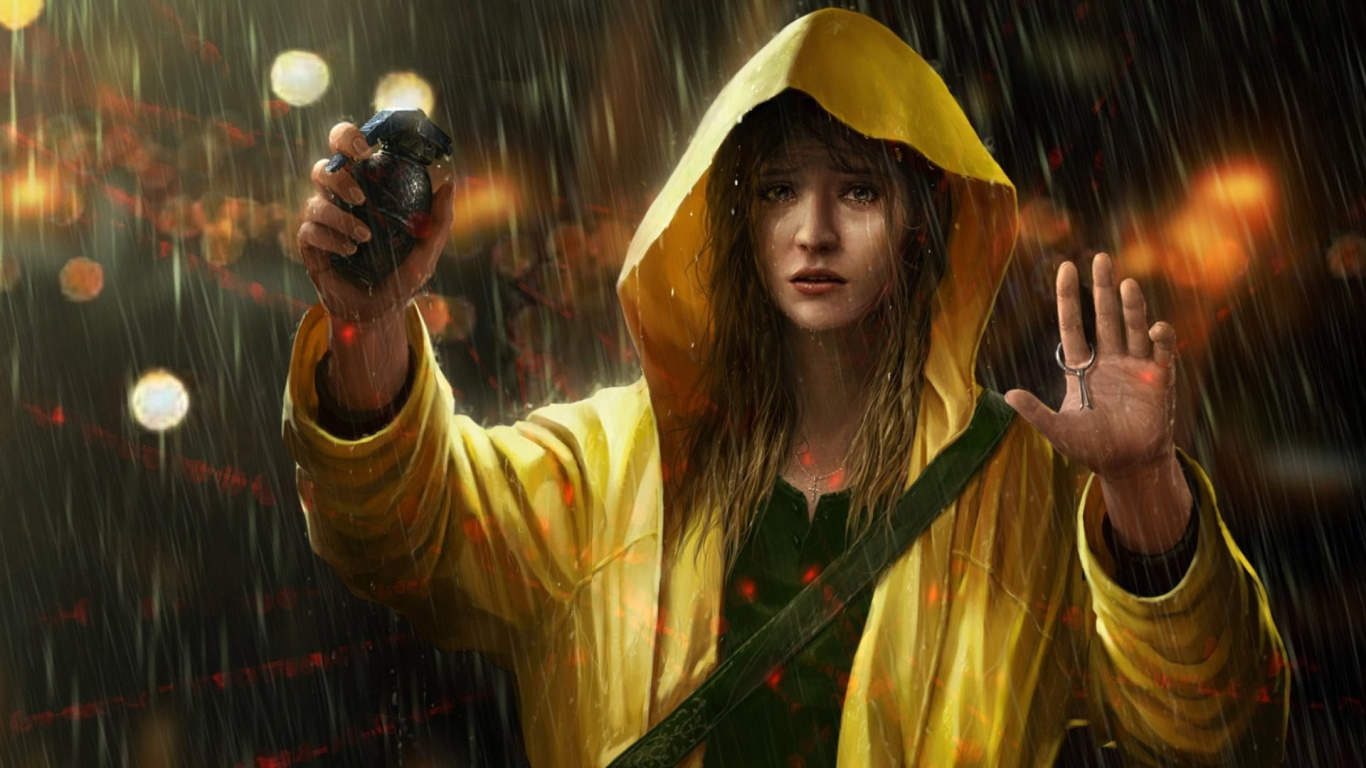 Обои кино, арт, женщина, леди, девушка с гранатой в разрешении 1366x768