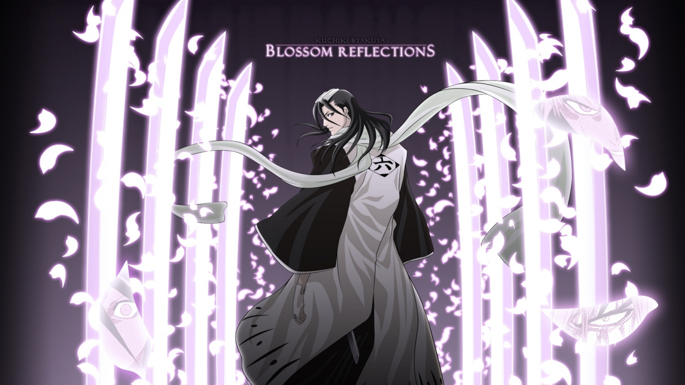 Обои Бьякуя Кучики, Ичиго Куросаки, арт, Представление, отбеливатель в разрешении 1366x768