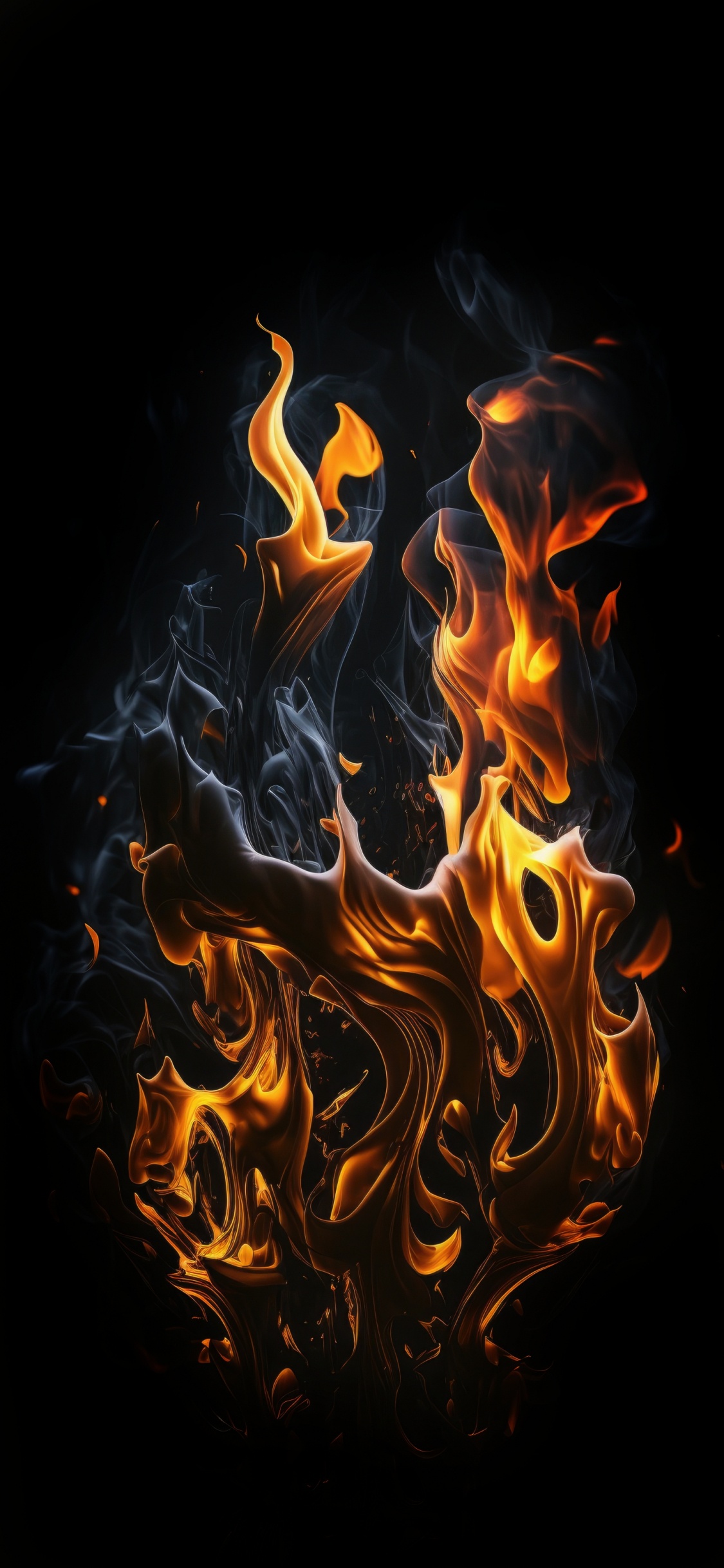 Обои пламя, арт, дизайн, визуальное искусство, графический дизайн в разрешении 1125x2436