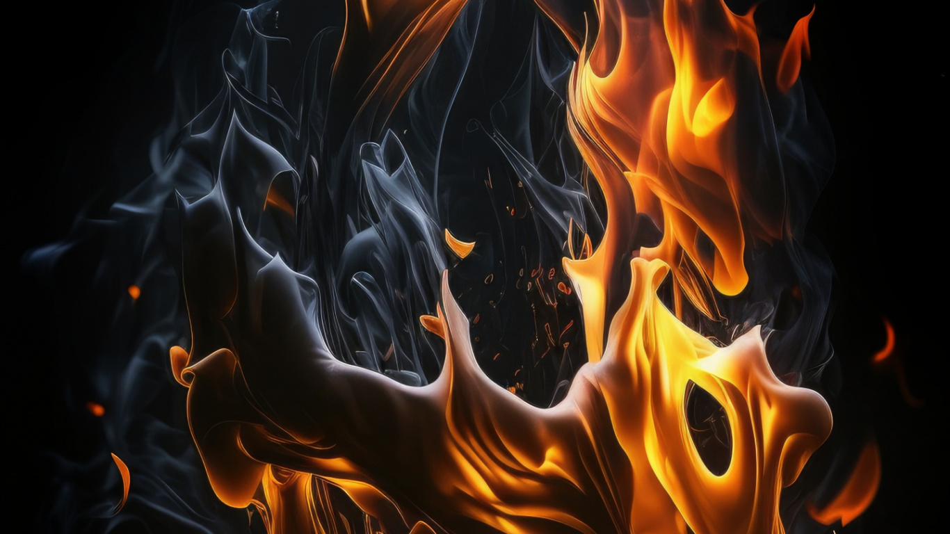 Обои пламя, арт, дизайн, визуальное искусство, графический дизайн в разрешении 1366x768