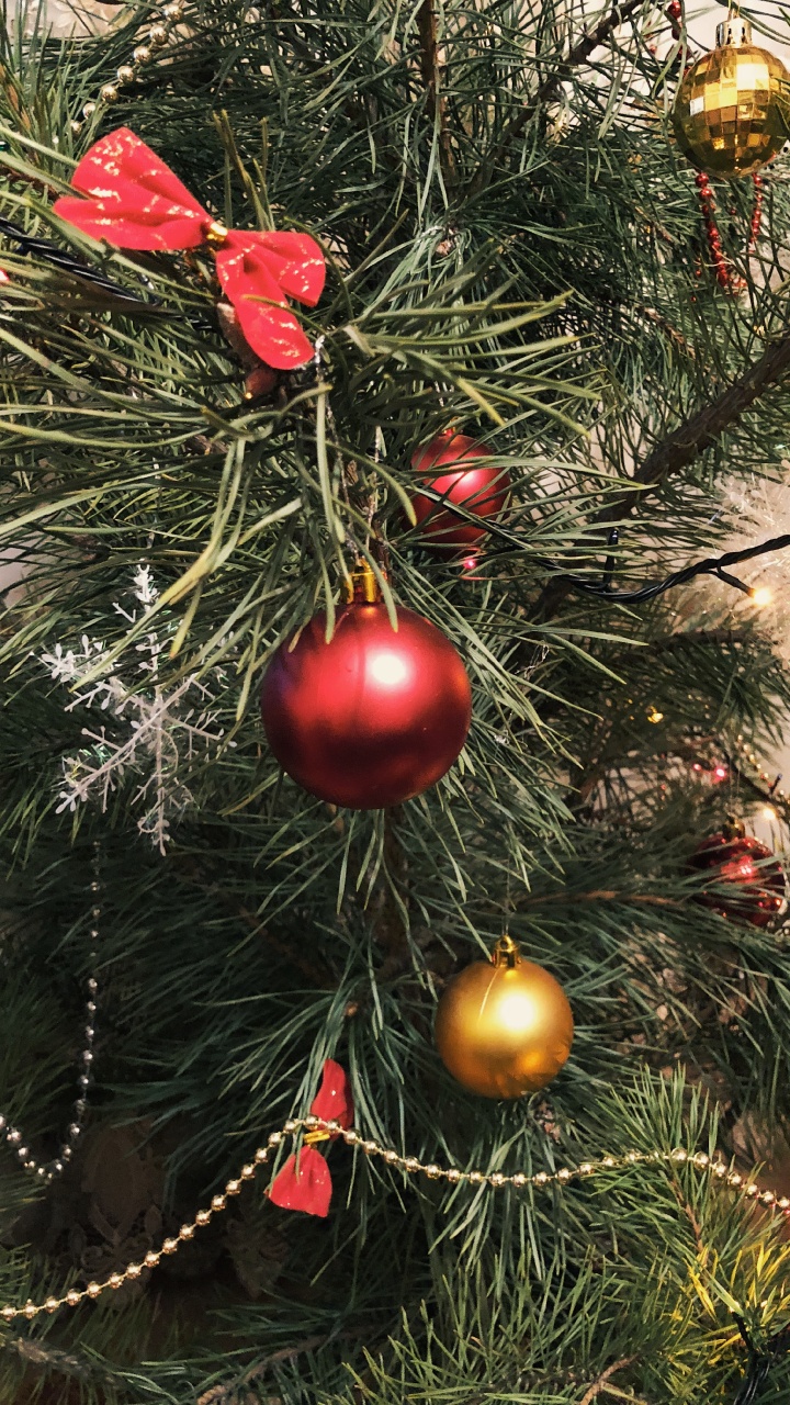 Обои рождественский орнамент, Рождественский день, елка, пихта, Рождественские украшения в разрешении 720x1280