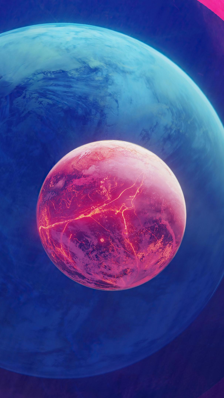 Обои космос, планета, луна, естественный спутник, красочность в разрешении 750x1334