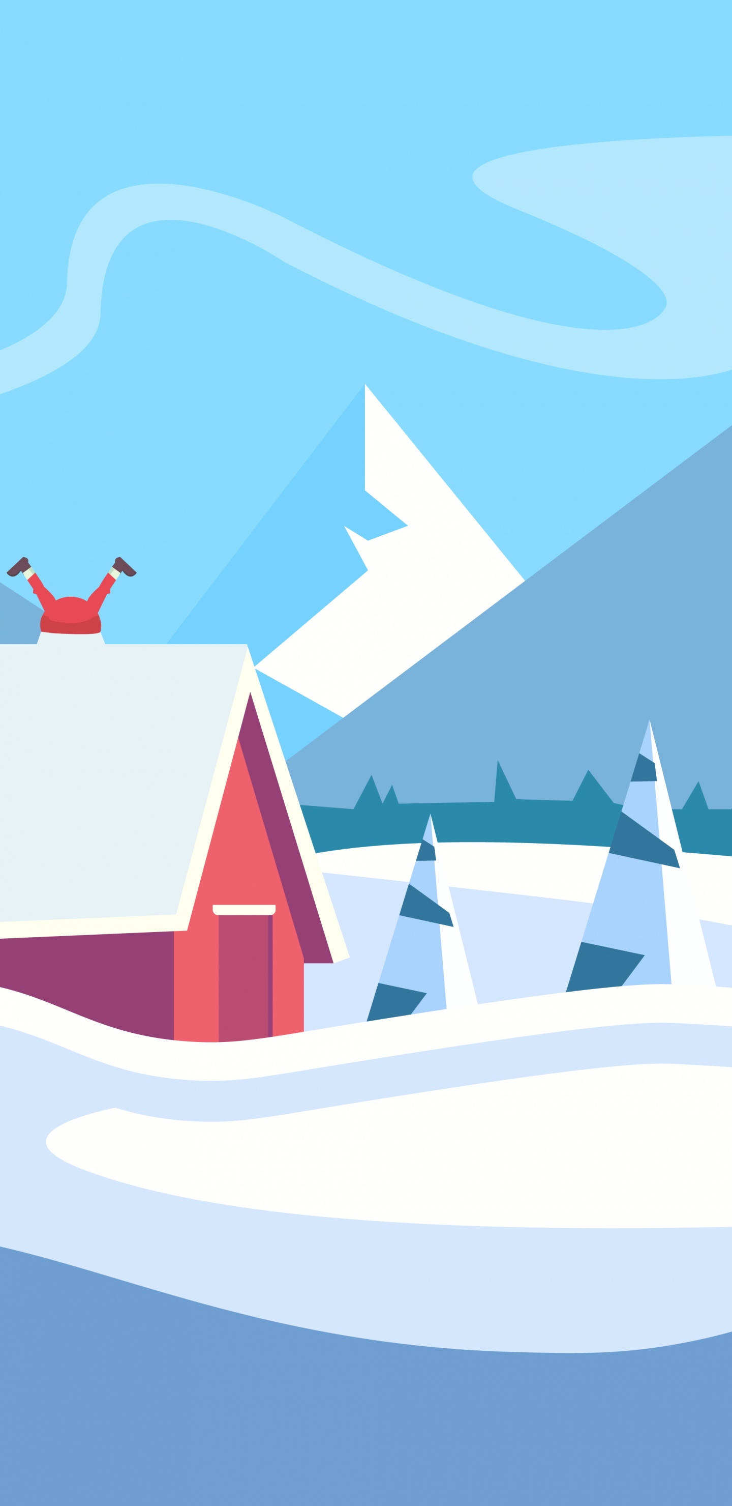 Обои лазурный, склон, треугольник, прямоугольник, электрик в разрешении 1440x2960