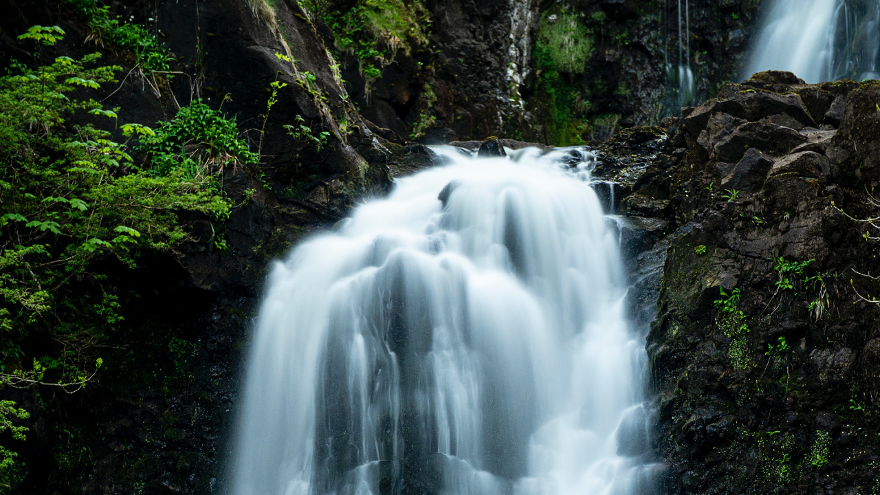 Обои водопад, водоем, гидроресурсы, природный ландшафт, природа в разрешении 1280x720