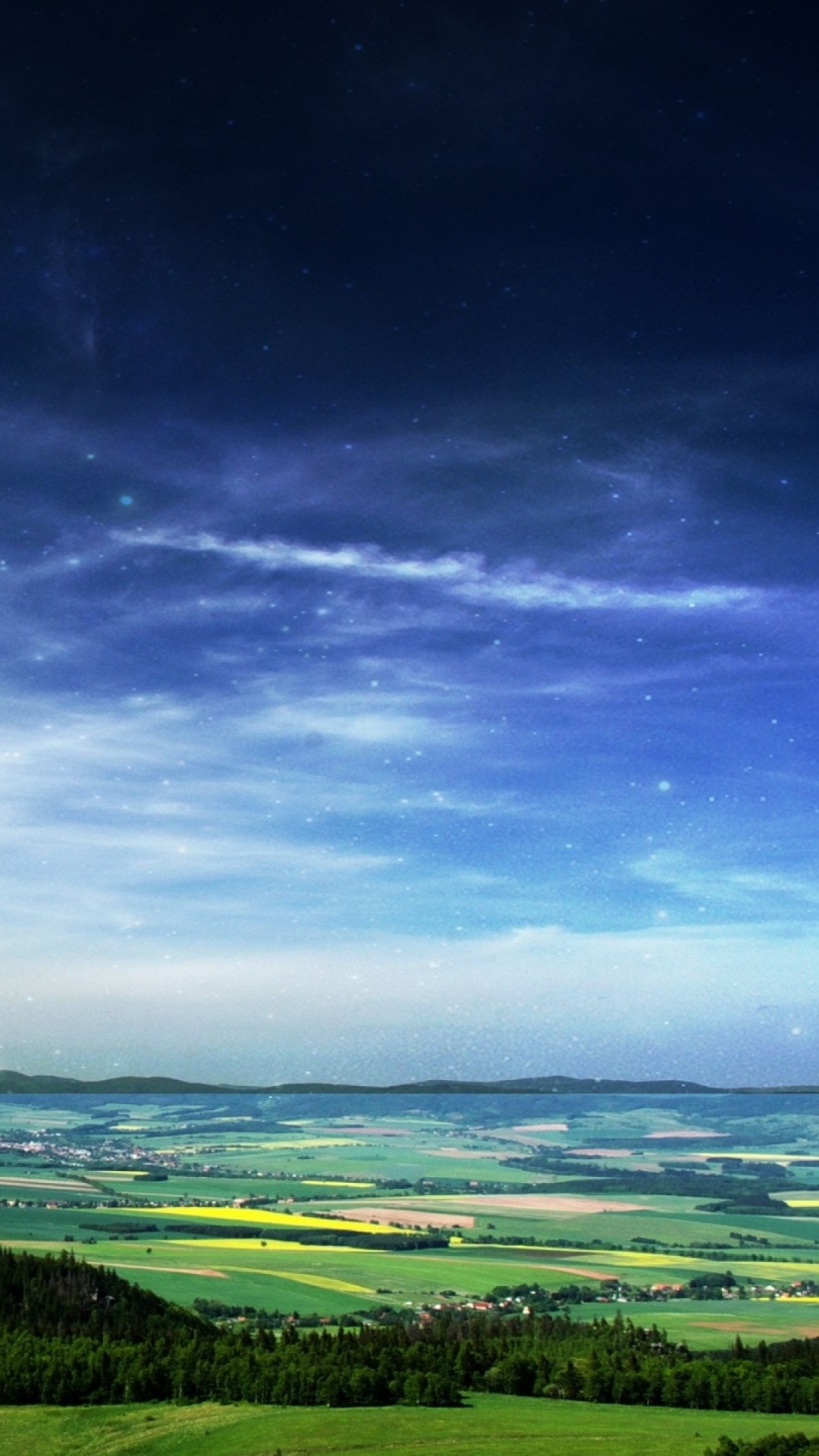 Обои природа, сенокосное угодье, облако, атмосфера, горизонт в разрешении 1080x1920