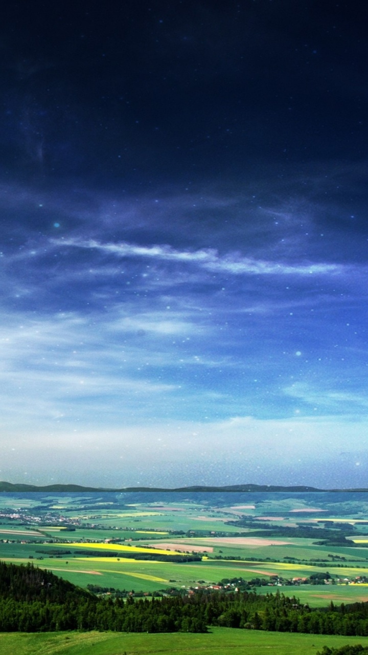 Обои природа, сенокосное угодье, облако, атмосфера, горизонт в разрешении 720x1280