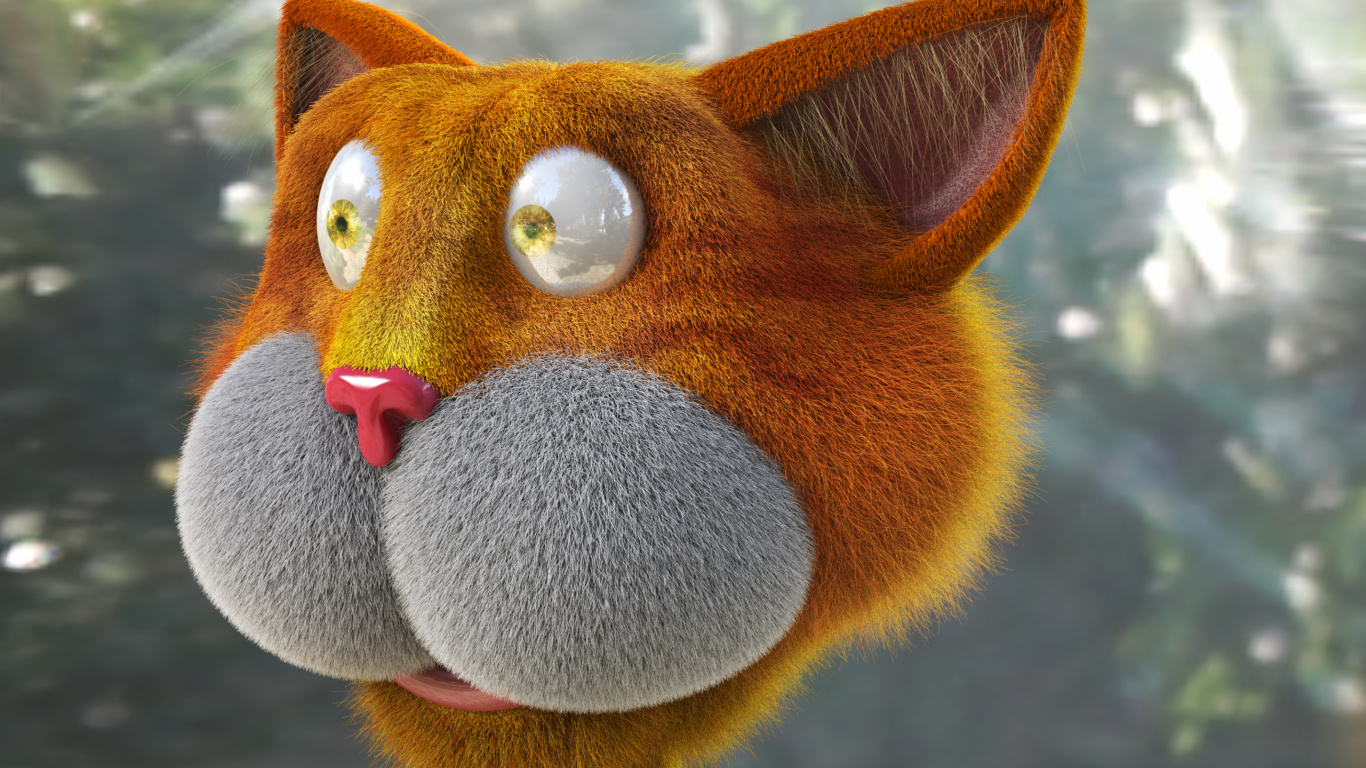 Обои кот, морда, мягкая игрушка, мех, живая природа в разрешении 1366x768