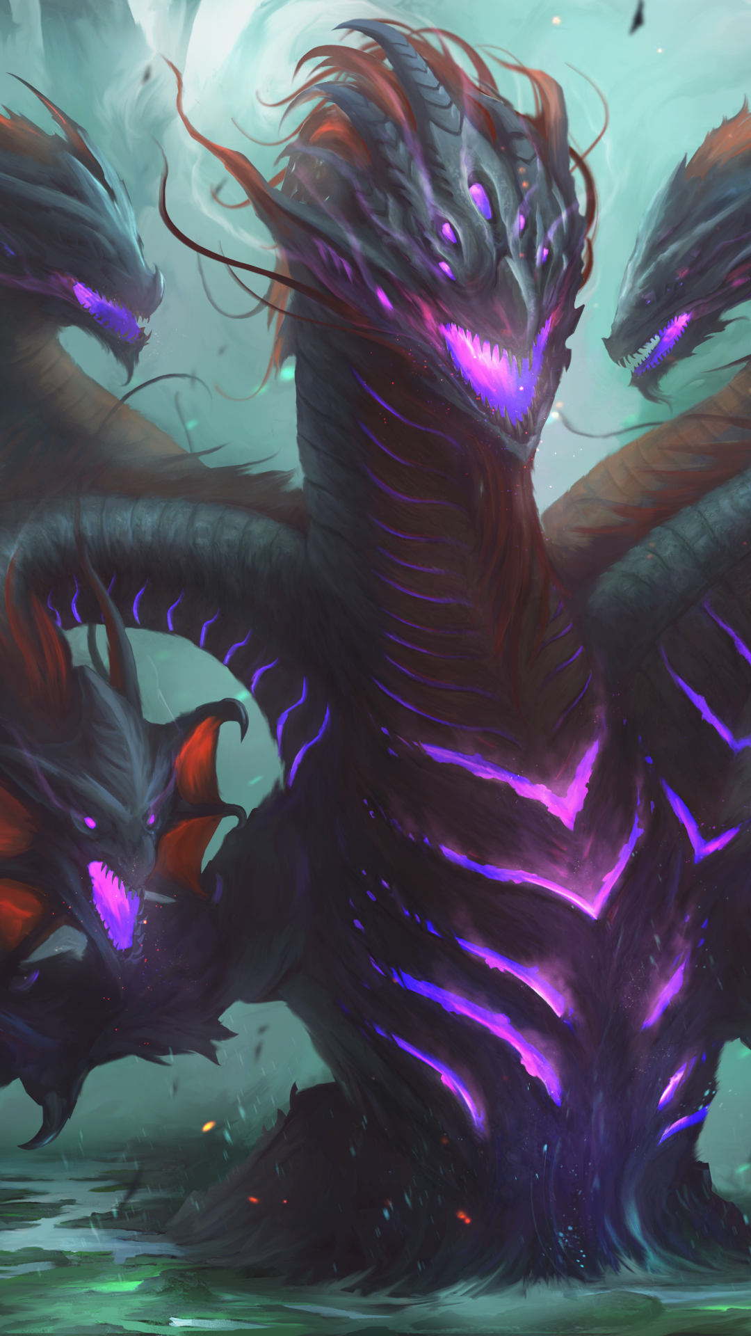 Обои гидра дракон, дракон, монстр, легендарное существо, Лернейская Гидра в разрешении 1080x1920