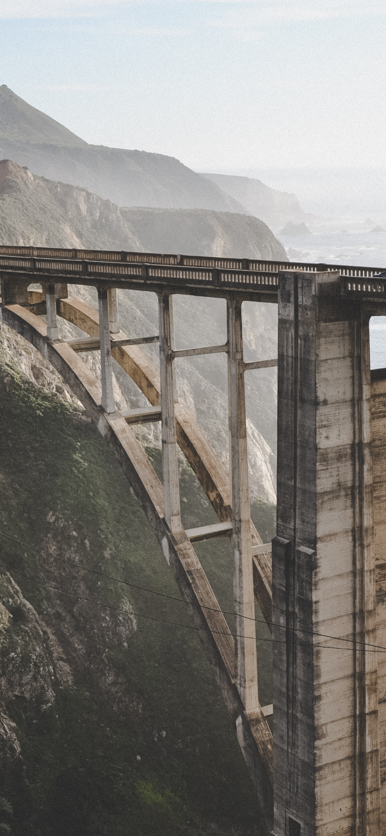 Обои виадук, гора, растение, вода, мост в разрешении 1242x2688