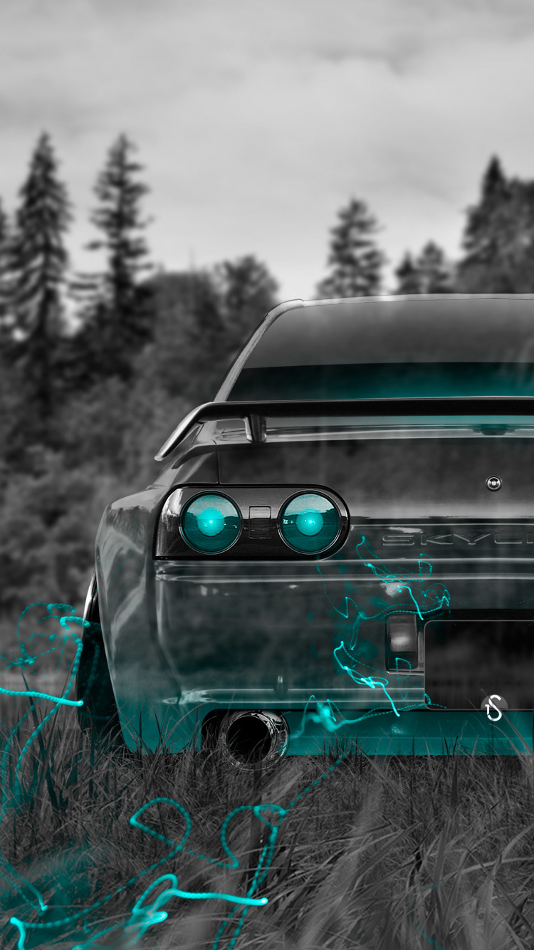 Обои авто, Ниссан, тюнинг автомобилей, городской автомобиль, зеленый в разрешении 750x1334