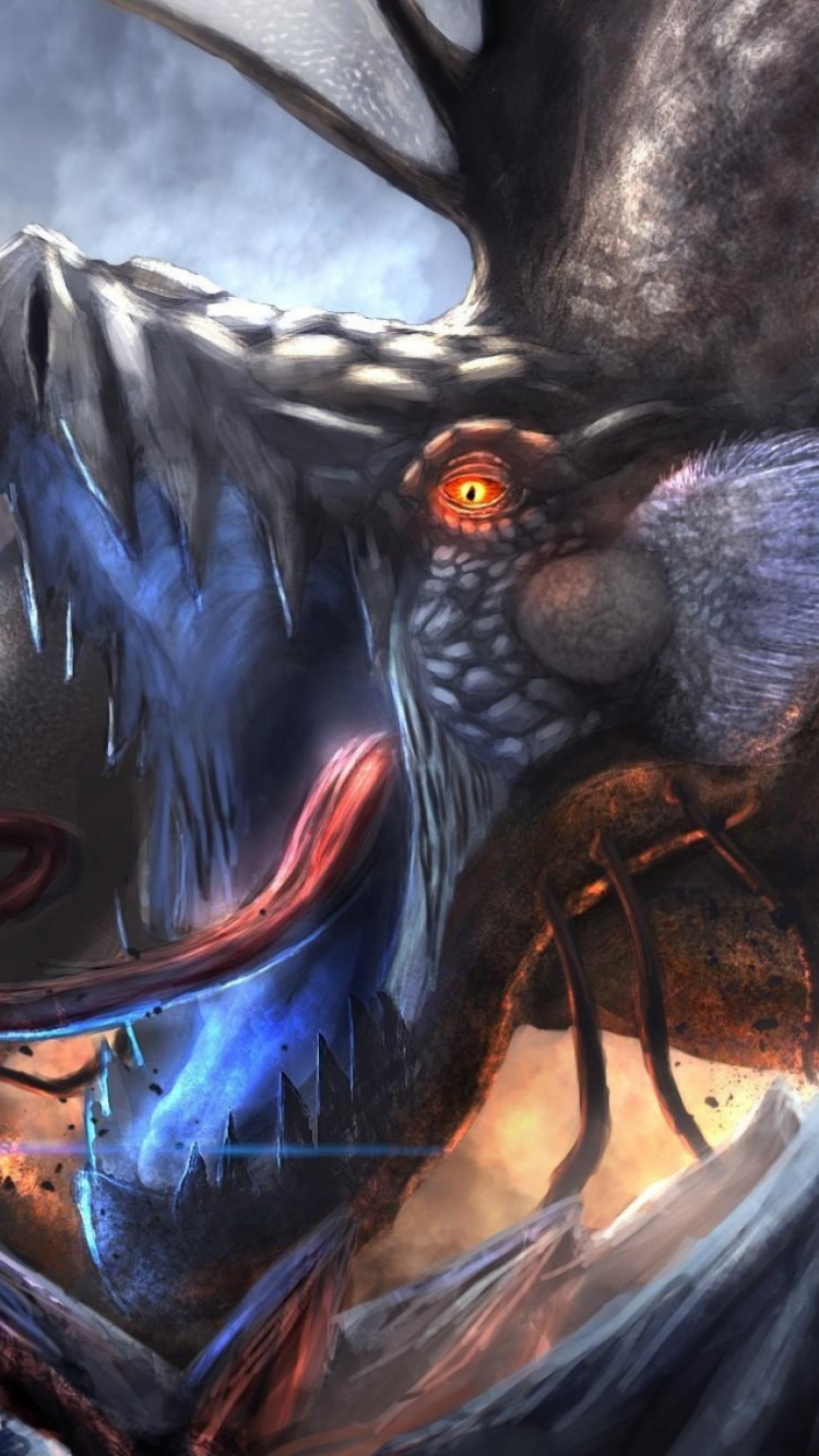 Обои дракон, мифология, мифическое существо, cg работы, вымышленный персонаж в разрешении 750x1334