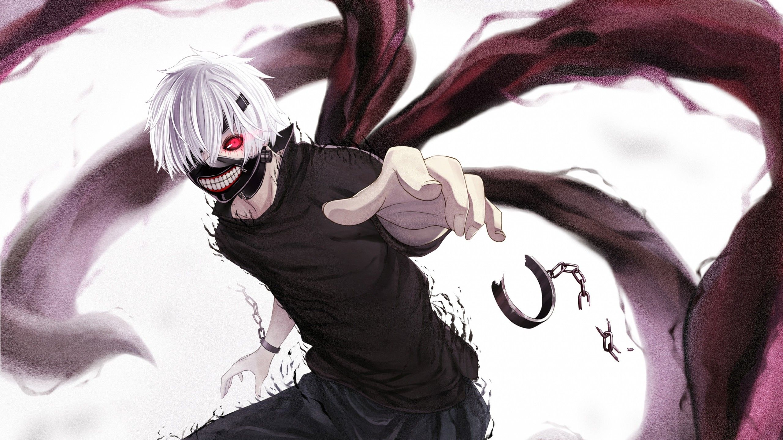 Обои Кен kaneki, Токио вурдалак, аниме, иллюстрация, вымышленный персонаж в разрешении 2560x1440
